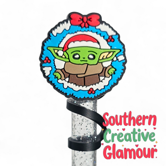 Christmas Yoda 10mm Silicone Straw Topper | Straw Cover 