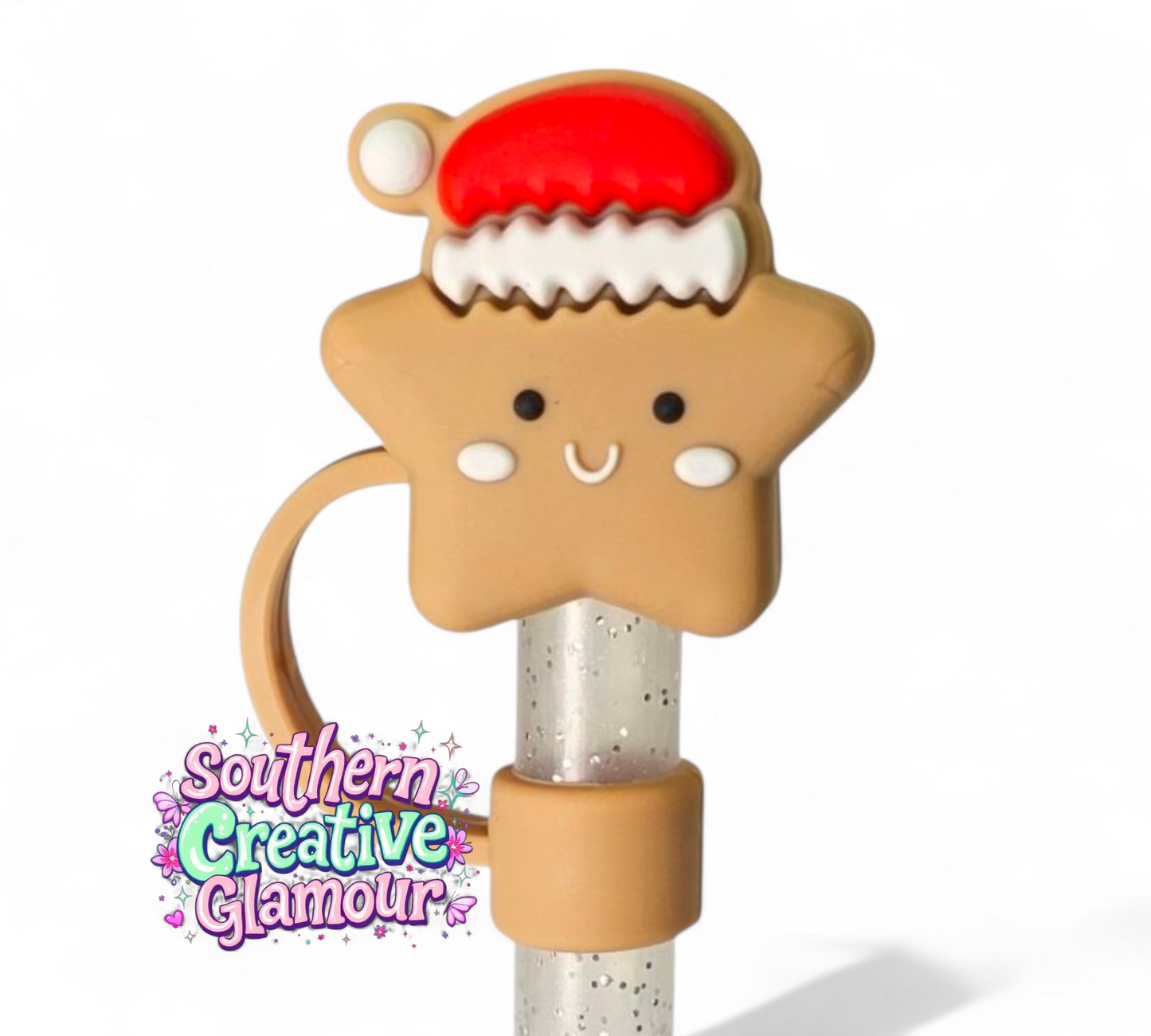 Basic Brown Christmas Star Silicone 10mm Straw Topper by Southern Creative Glamour 