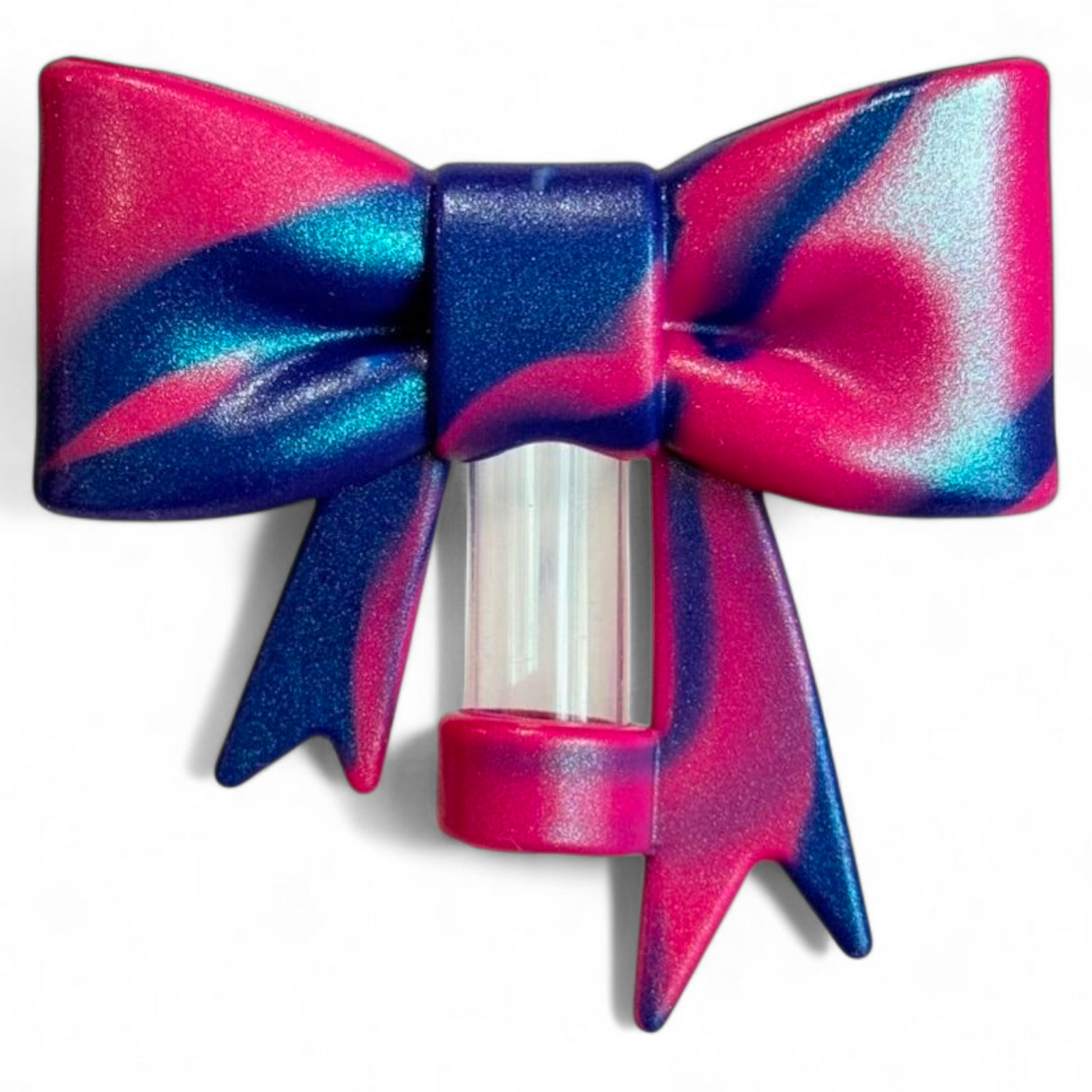 Berry Shimmer 3D Bow Silicone 10mm Straw Topper | Straw Cover 