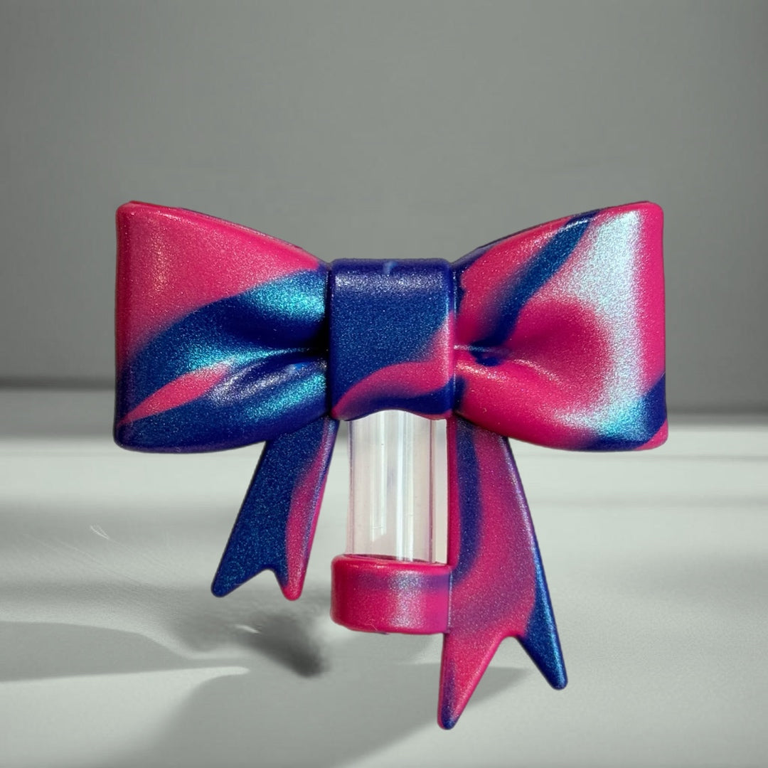 Berry Truffle Shimmer 3D Bow Silicone 10mm Straw Topper | Straw Cover 