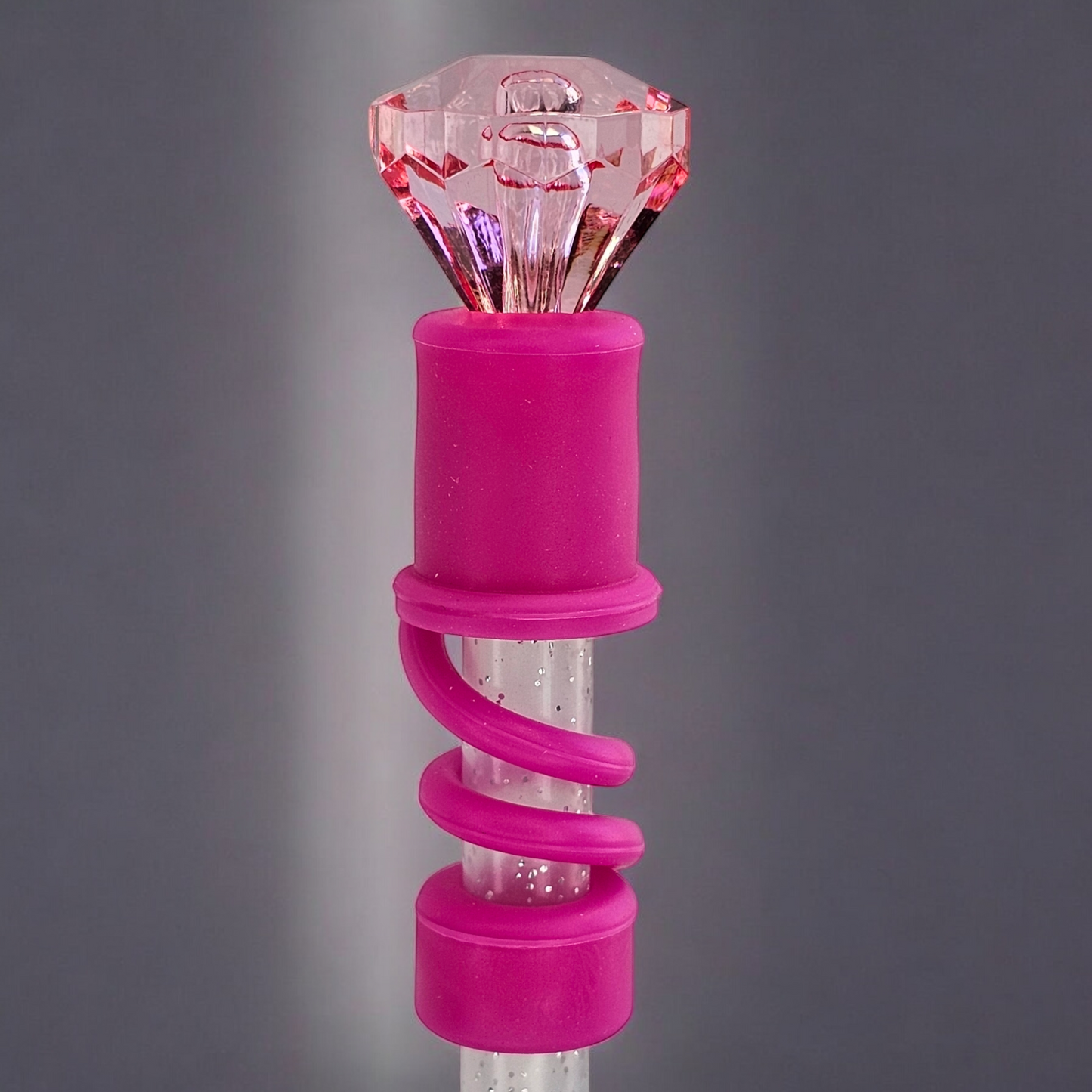 Berry Pink Diamond 3D Silicone straw topper  - straw cover. Fits 10mm and Stanley Straw tumblers. 