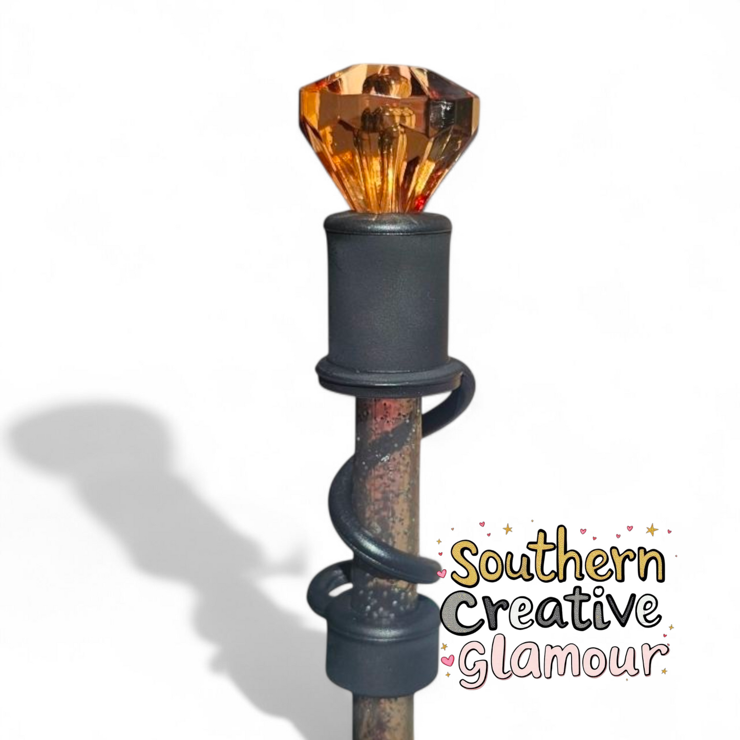 Bronze | Gold Diamond 3D Silicone 10mm Straw Topper by Southern Creative Glamour 