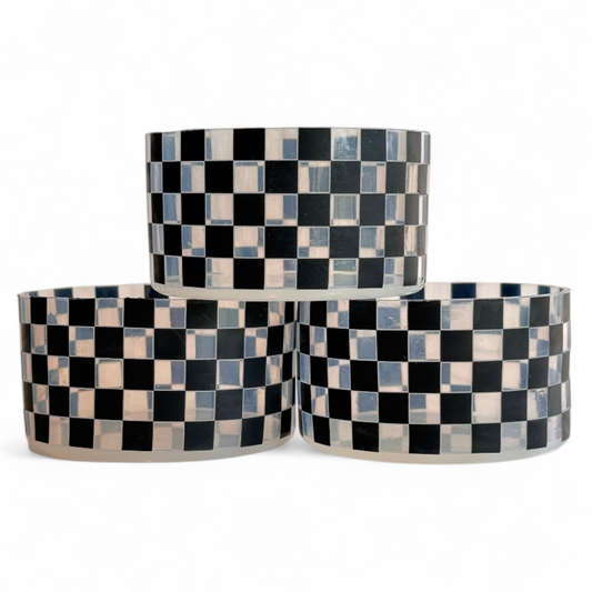 Clear & Black Checkers Silicone Tumbler Boot | Fits 20-40oz Tumblers 