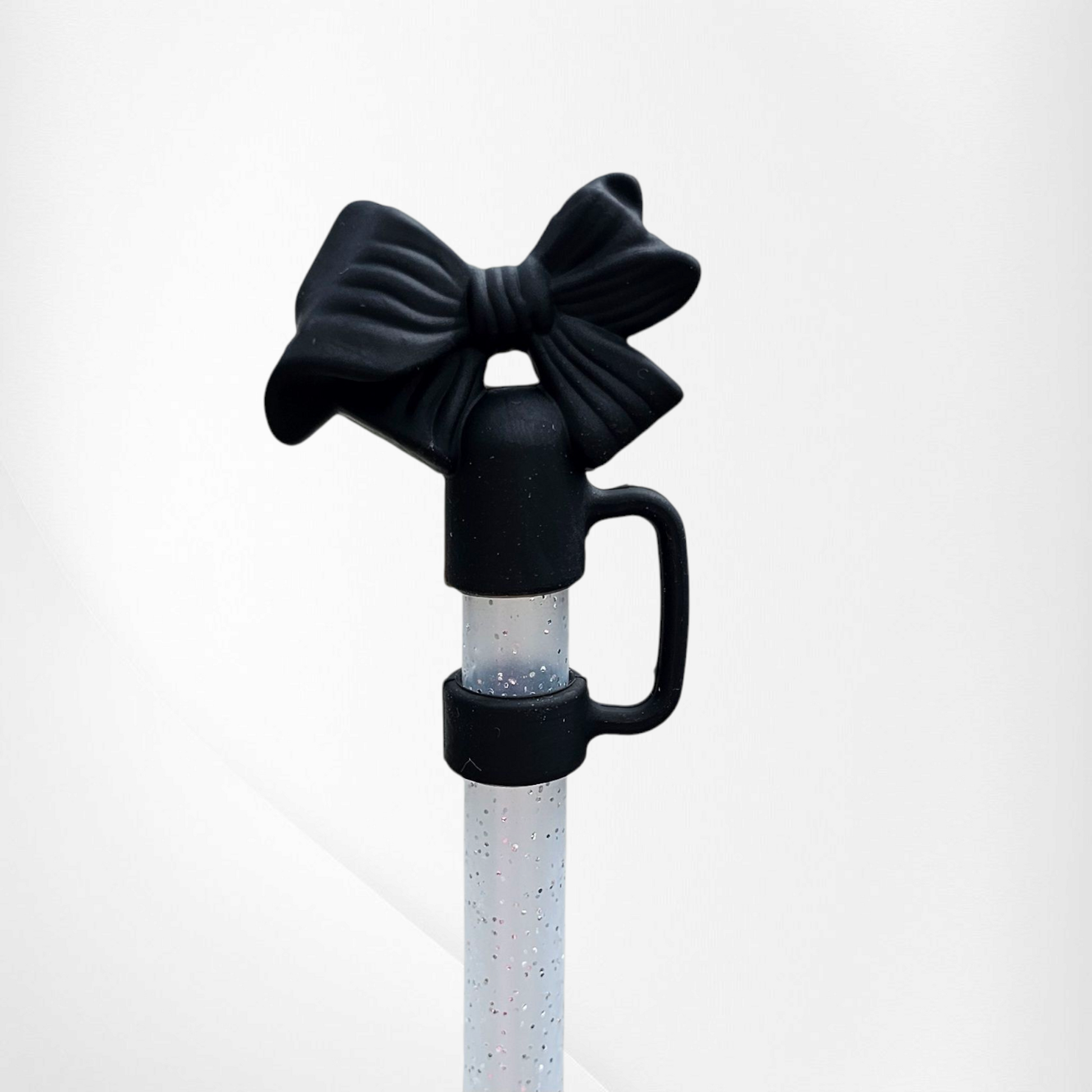 Black Coquette Bow 3D Silicone Straw Topper  - Straw Cover  