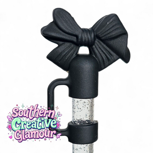 Black 3D Bow silicone 10mm Straw Topper | Straw Cover by Southern Creative Glamour 
