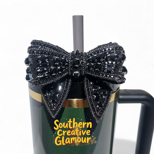 Black Diamond Bow Tumbler Charm by Southern Creative Glamour 