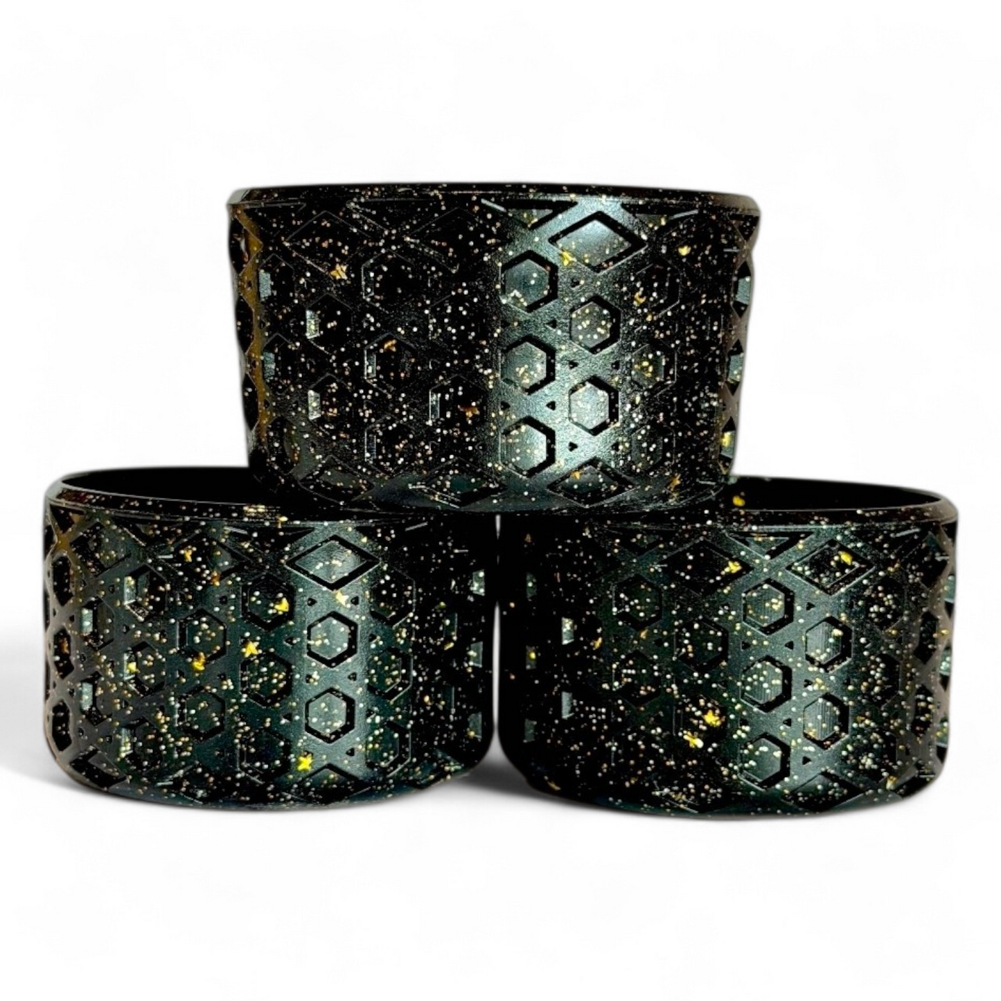 Black & Gold Glitter Waffle Silicone Tumbler Boot | Fits 20-40oz Tumblers 