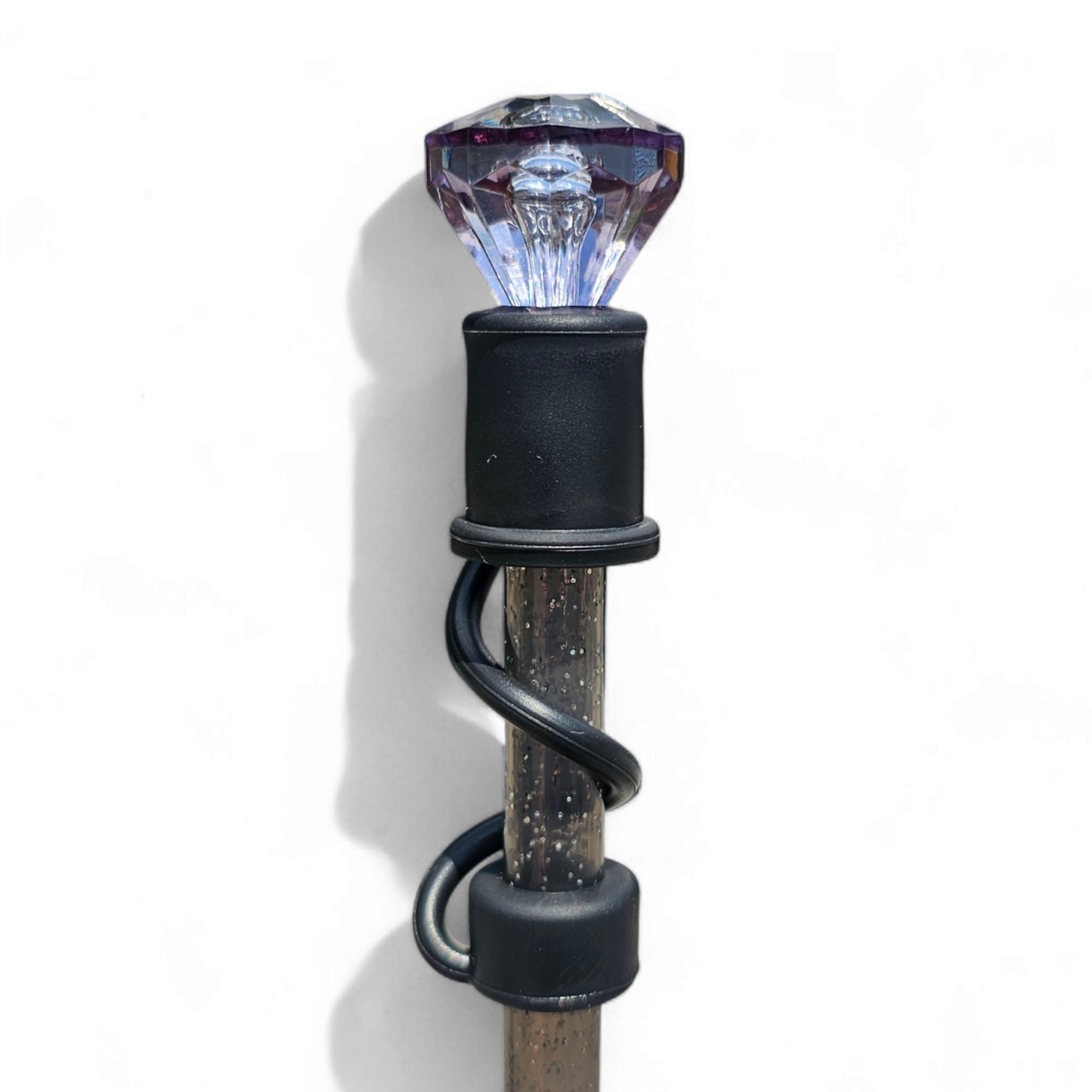 Gray Diamond  | Black Silicone 10mm Straw Topper Base 