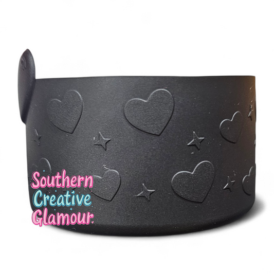 Black 3D Heart Silicone Tumbler Boot | Cup Sleeve by Southern Creative Glamour 