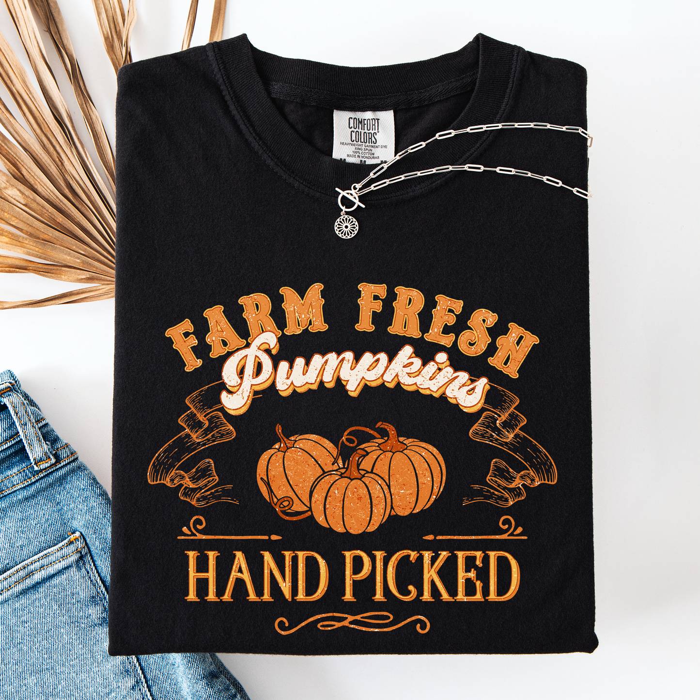 Black and Orange Farm Fresh Pumpkins, Hand Picked, Halloween, Fall, Autumn, Farm, Comfort Colors T-Shirt
