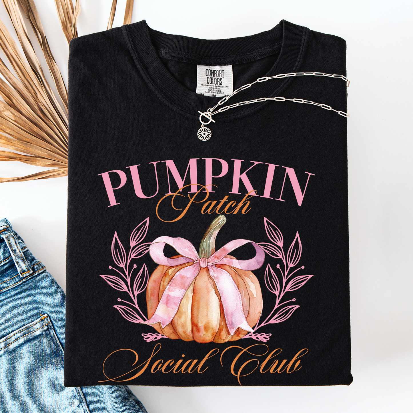 Black Pumpkin Patch Social Club, Autumn, Fall, Comfort Colors T-Shirt