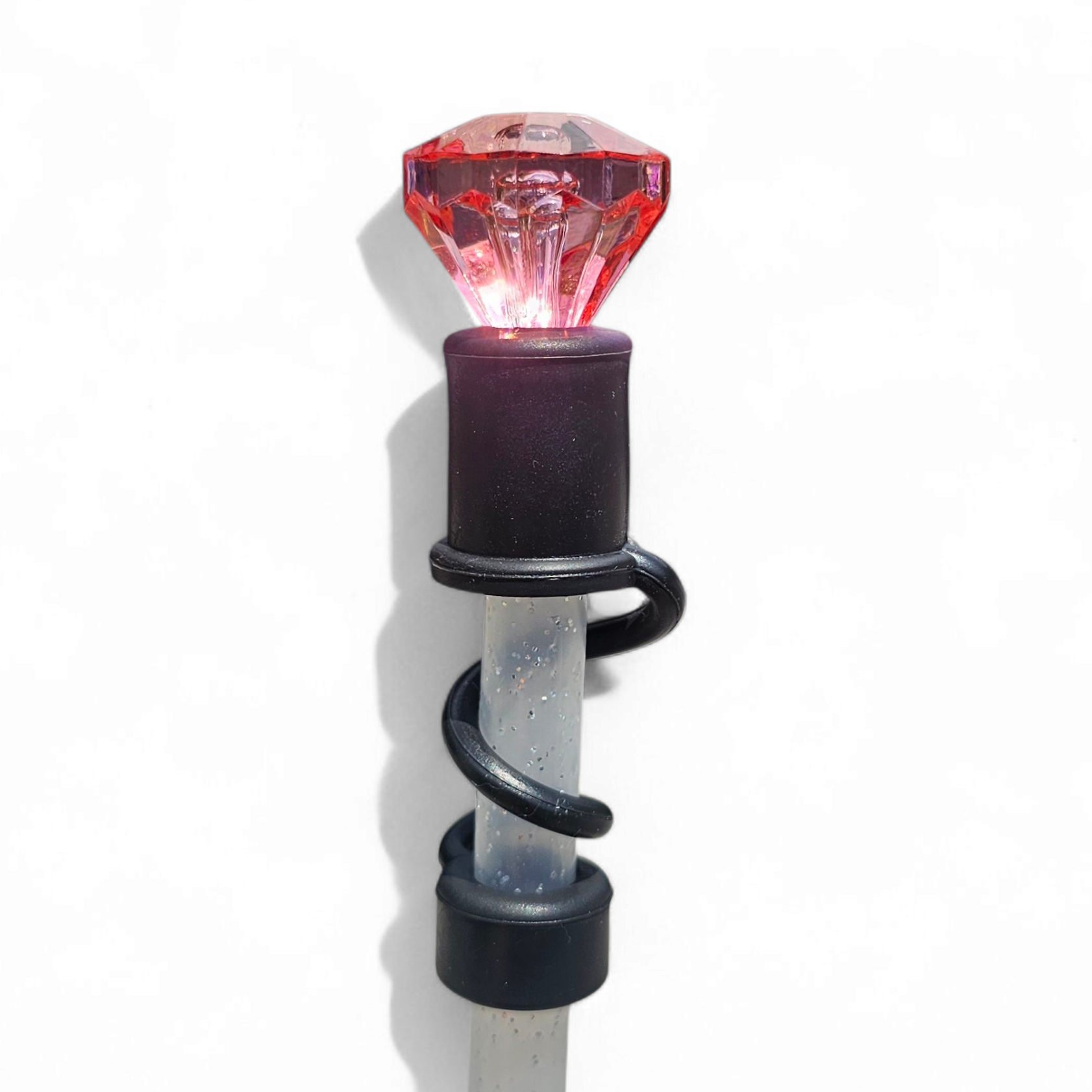 Pink Diamond  | Black Silicone 10mm Straw Topper Base 