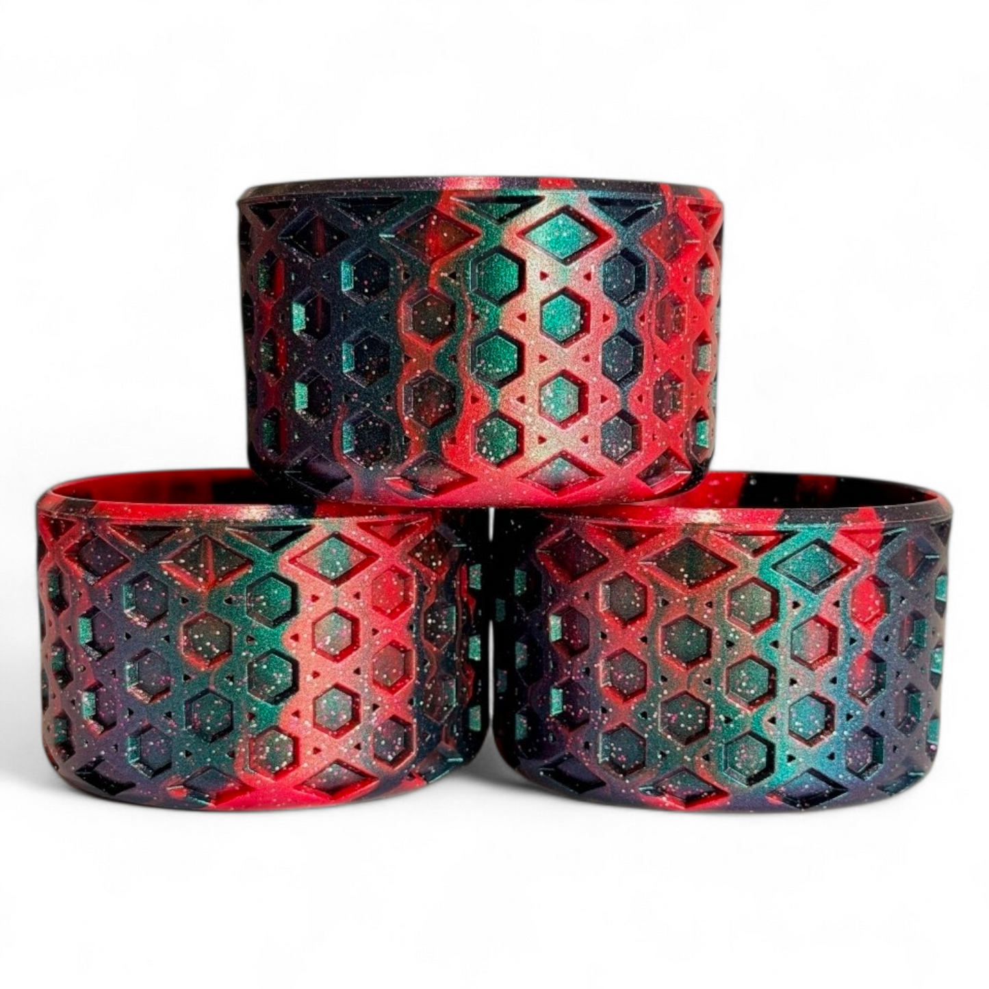 Red & Black Glitter Waffle Silicone Tumbler Boot | Fits 20-40oz Tumblers