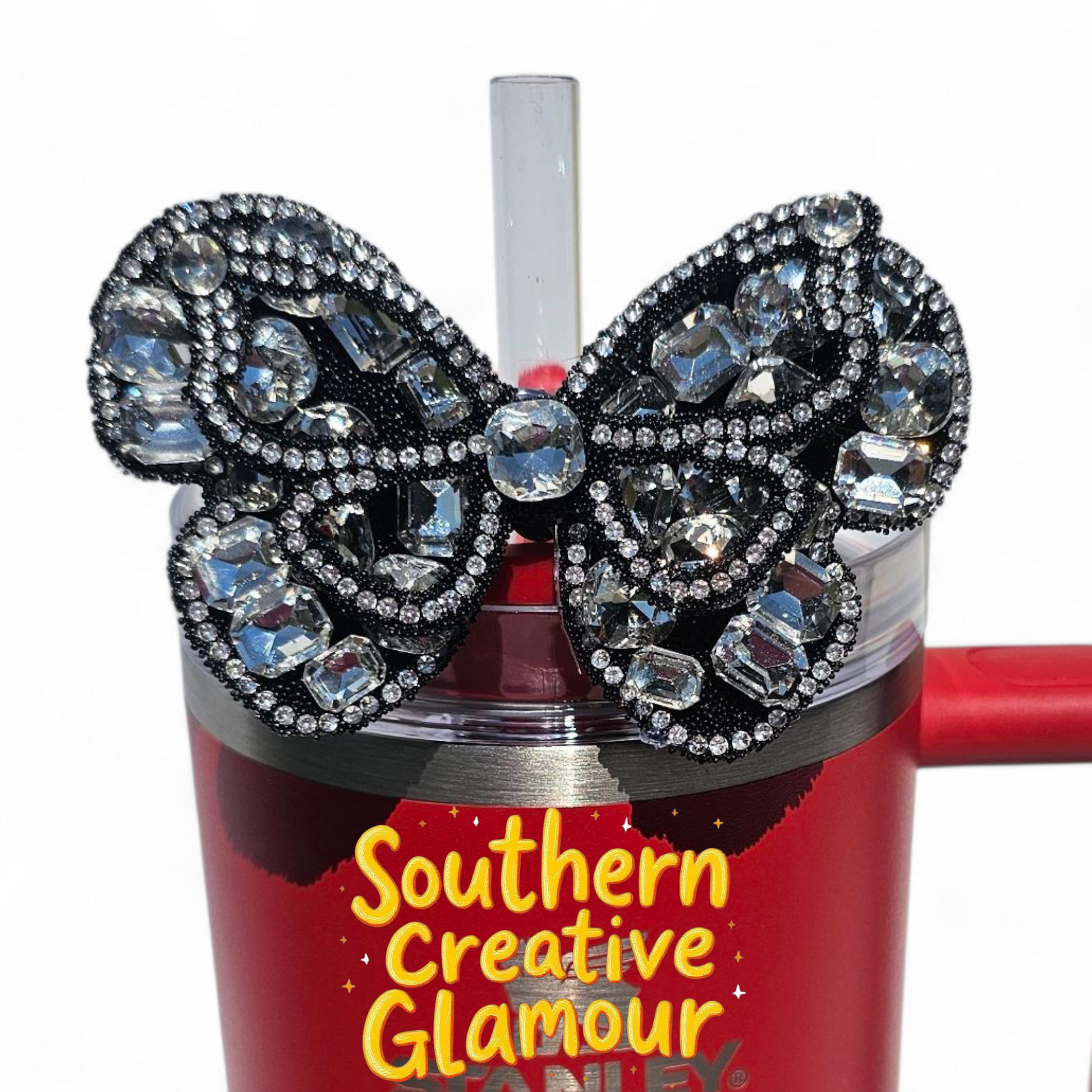 Black Diamond Butterfly Tumbler Charm by Southern Creative Glamour 