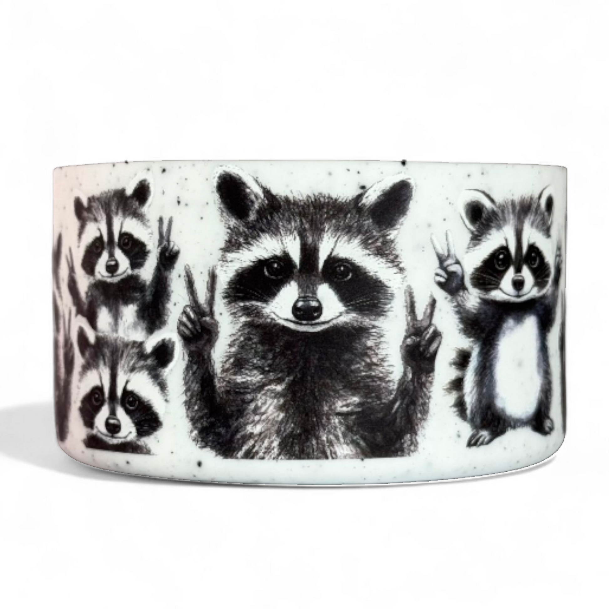 Black and White Trash Panda Raccoon Silicone Tumbler Boot