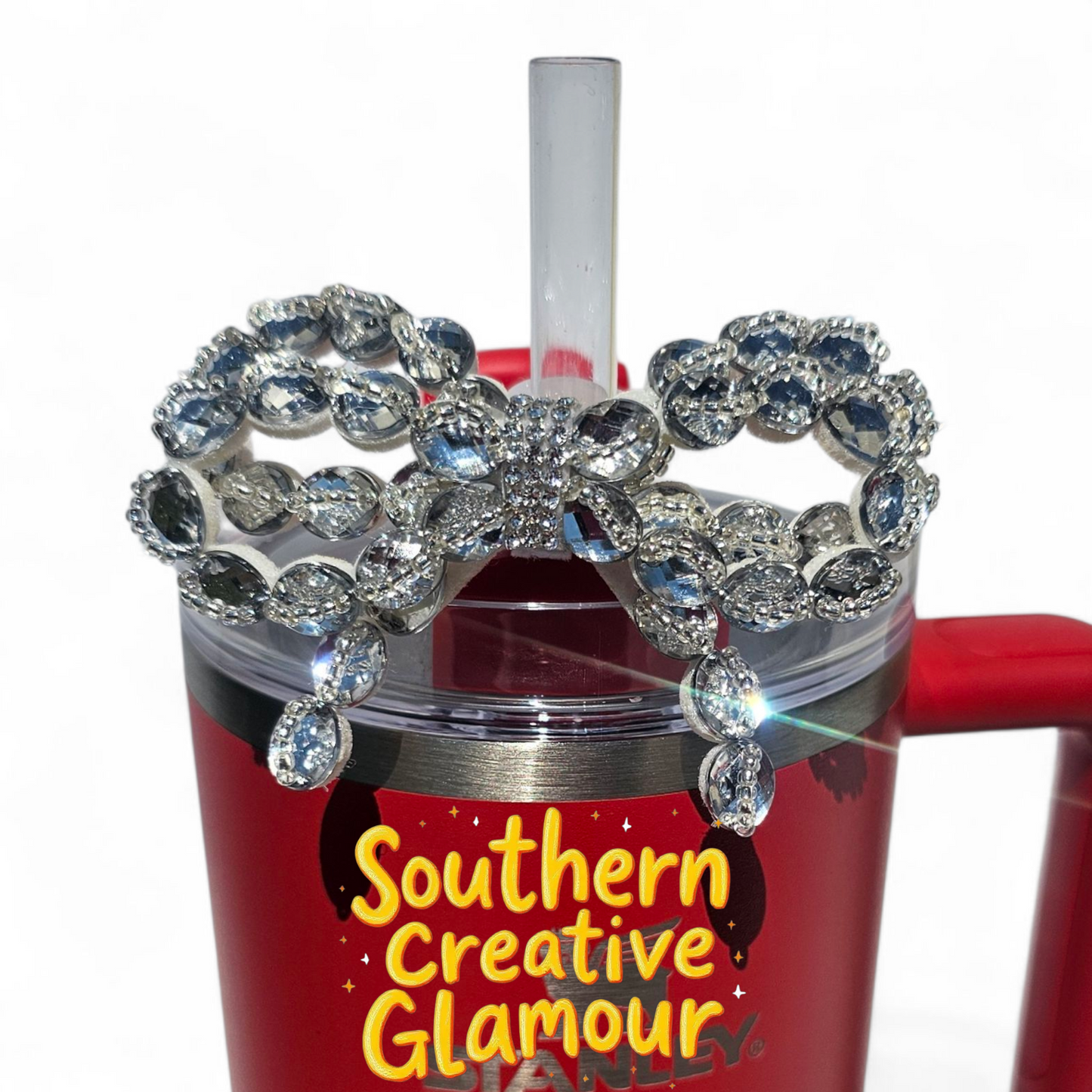 Silver Diamond Bow Tumbler Charm by Southern Creative Glamour 