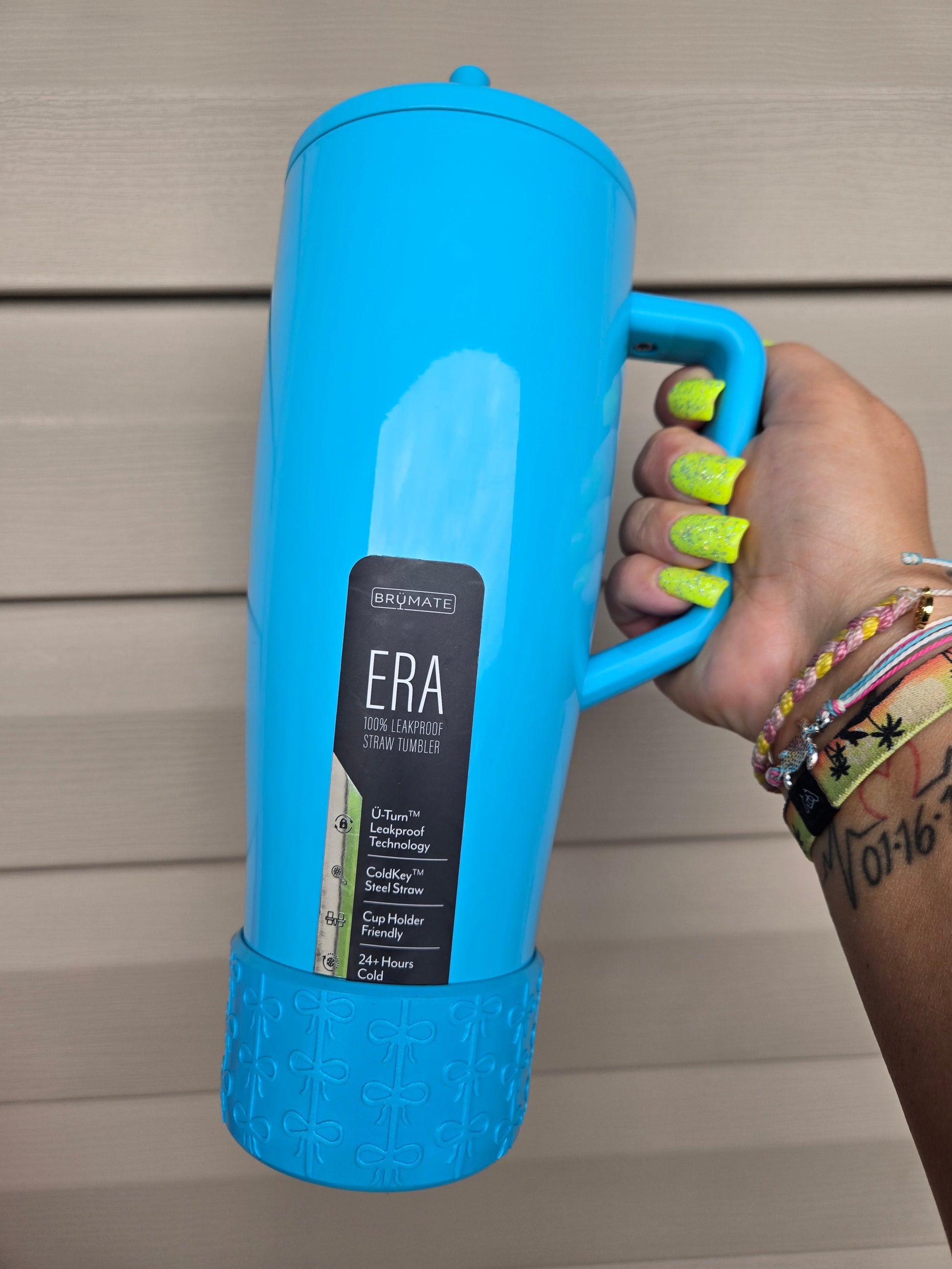 Electric Blue Coquette Bow Silicone Tumbler Boot 