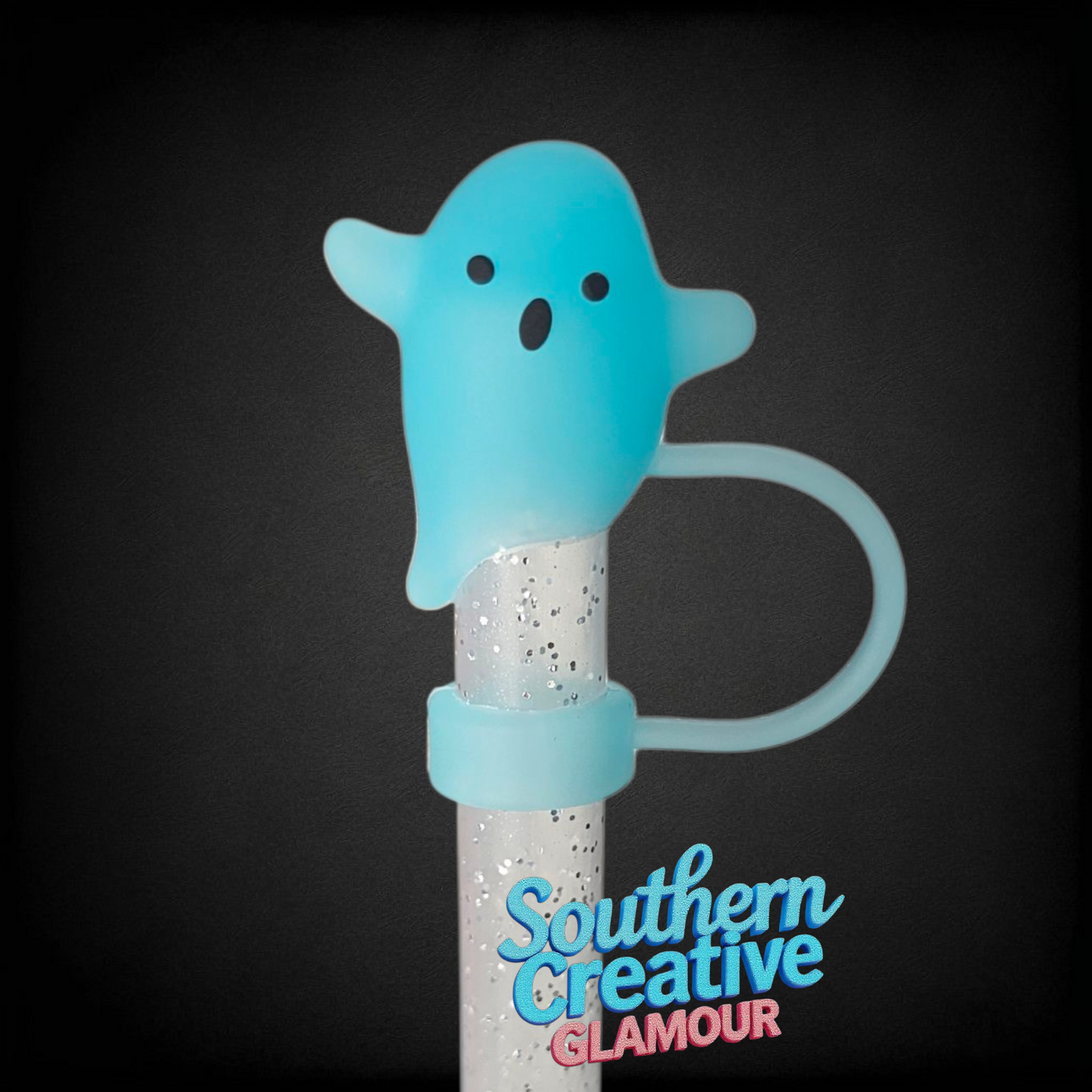 Glow In The Dark Ghost Straw Topper - Boo Blue by Southern Creative Glamour 