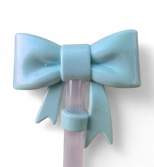 Blueberry Milk Shimmer 3D Bow Silicone 10mm Straw Topper 
