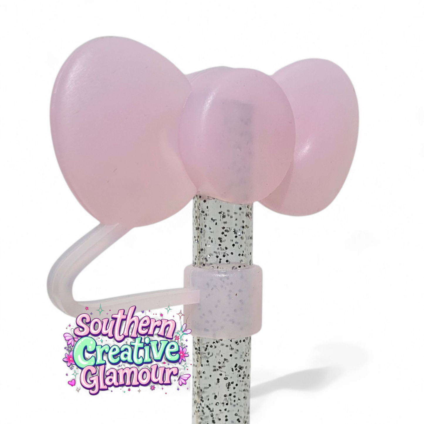 Blush Pink 3D Bow Silicone Straw Topper by SouthernCreativeGlamour | Fits 10mm Straws
