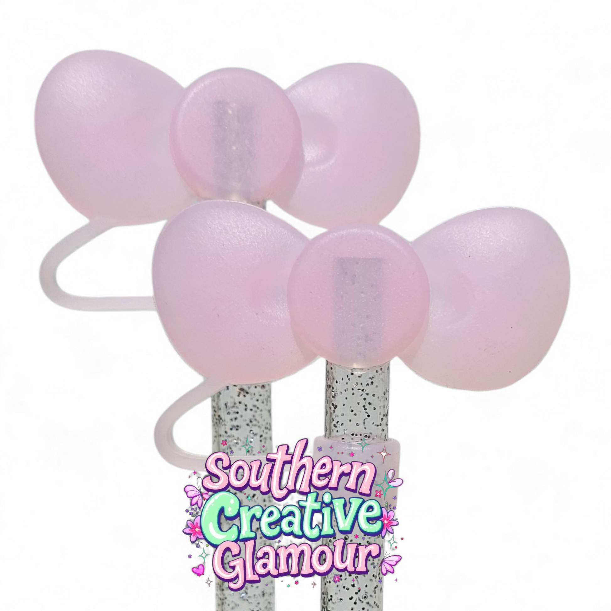 Blush Pink 3D Bow Silicone Straw Topper by SouthernCreativeGlamour | Fits 10mm Straws