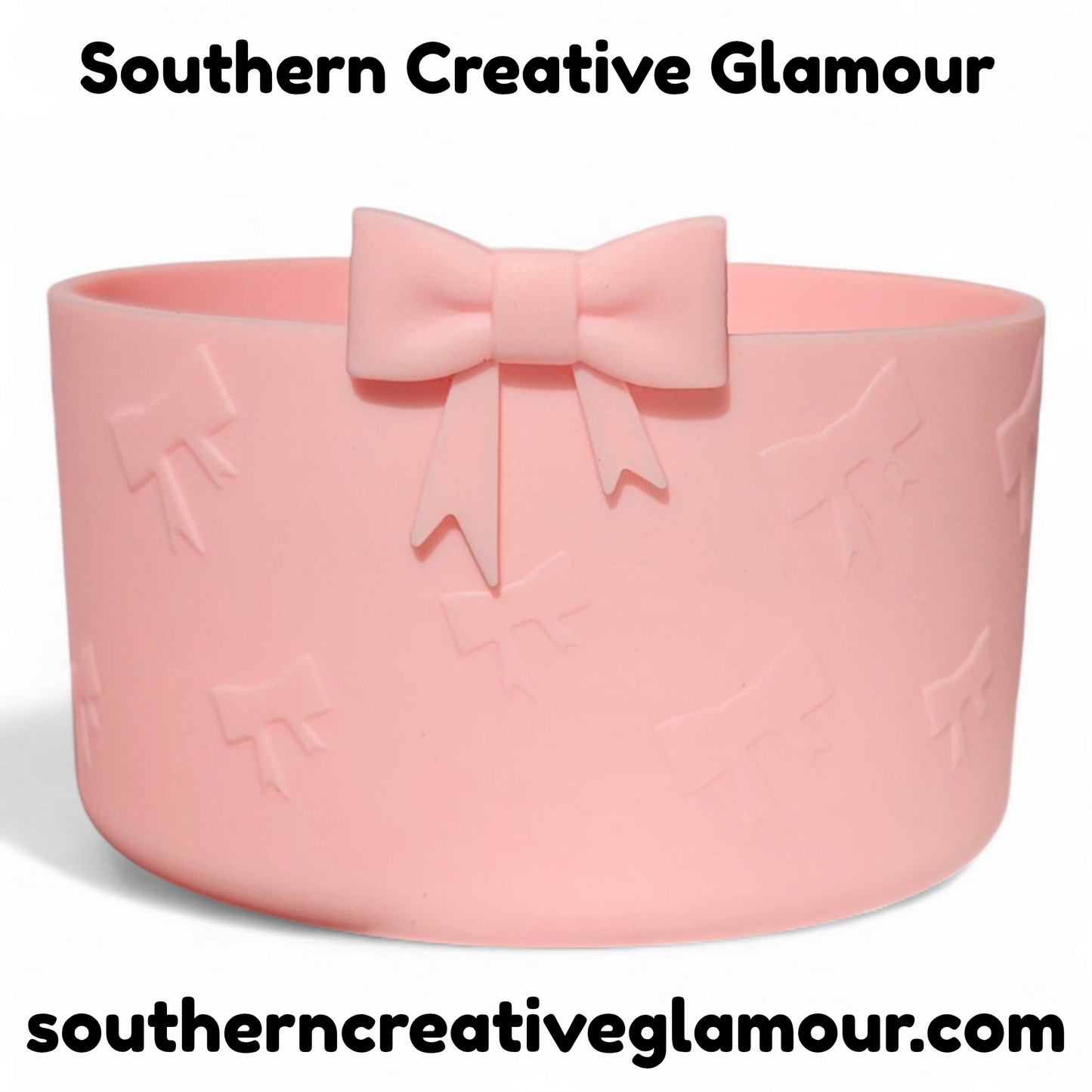 Blush Pink 3D Bow Textured Silicone Tumbler Boot by Southern Creative Glamour. 