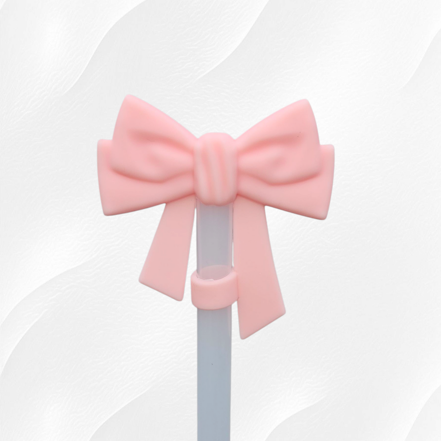 Coquette Ribbon Bow Silicone Straw Topper  - Light Pink 