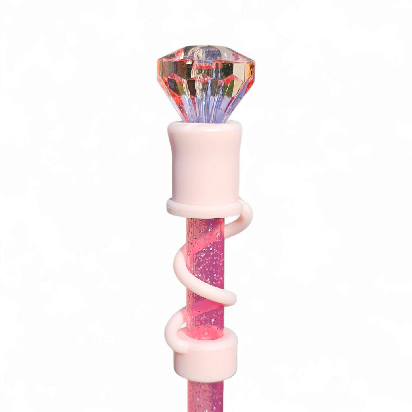 Blush Pink Diamond 3D Silicone 10mm Straw Topper by Southern Creative Glamour 