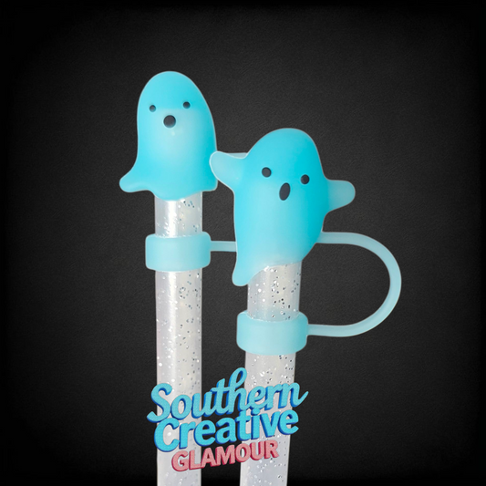 Glow In The Dark Ghost Straw Topper - Boo Blue by Southern Creative Glamour 