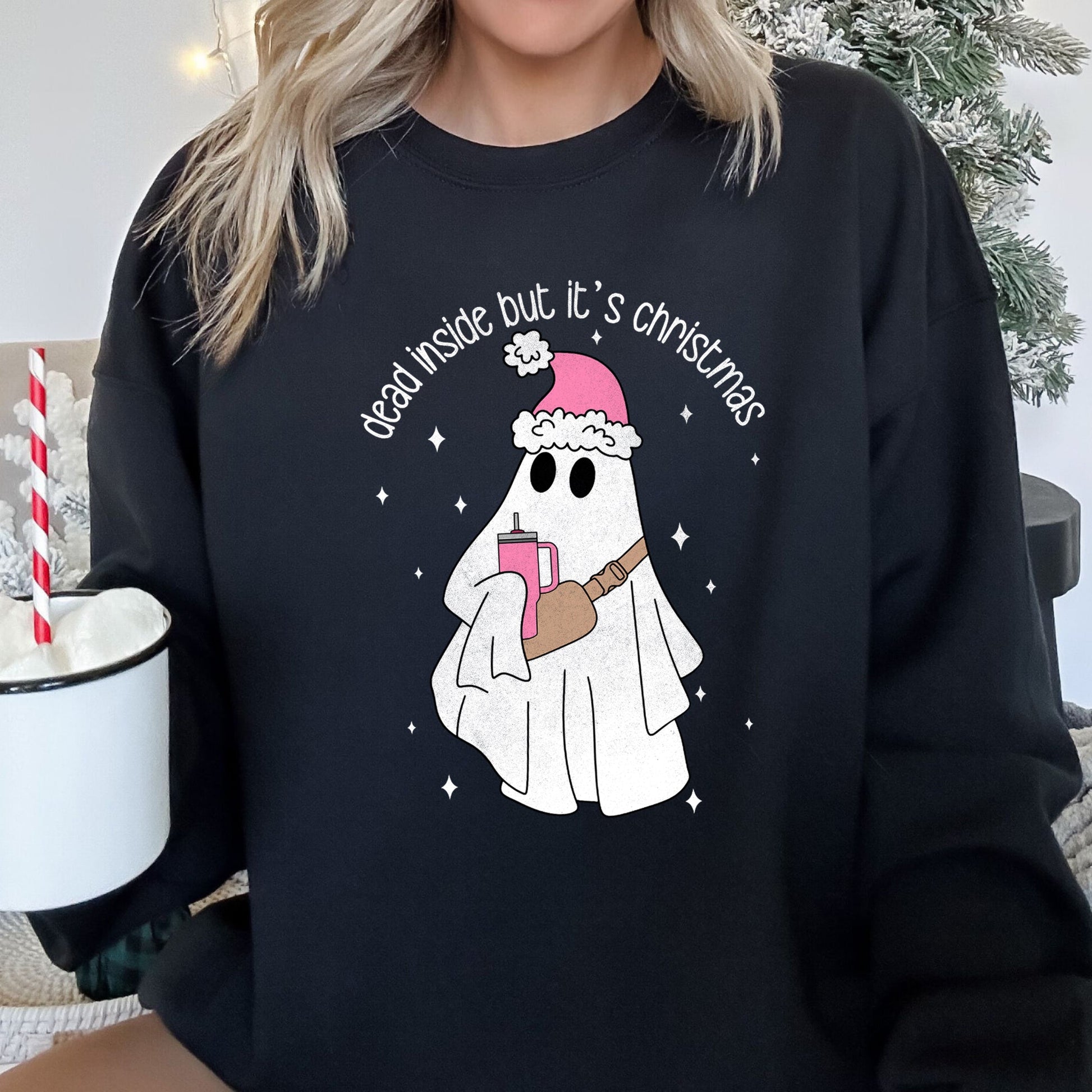 Black Boujee Ghost Dead Inside But It's Christmas Sweatshirt