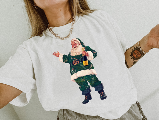 Boujee Santa With Champagne Graphic Tee or Sweatshirt