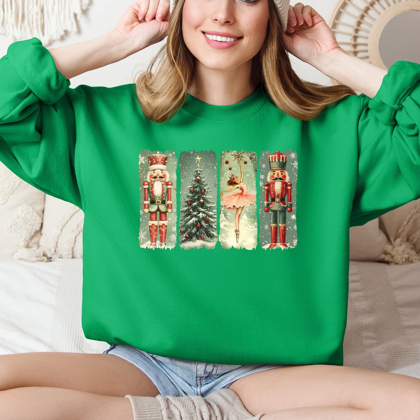 Bright Green Christmas, Nutcracker Ballet, Vintage Sweatshirt