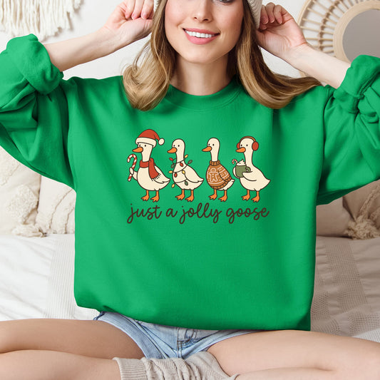 Bright Green Just A Jolly Goose, Christmas, Santa, Funny Sweatshirt