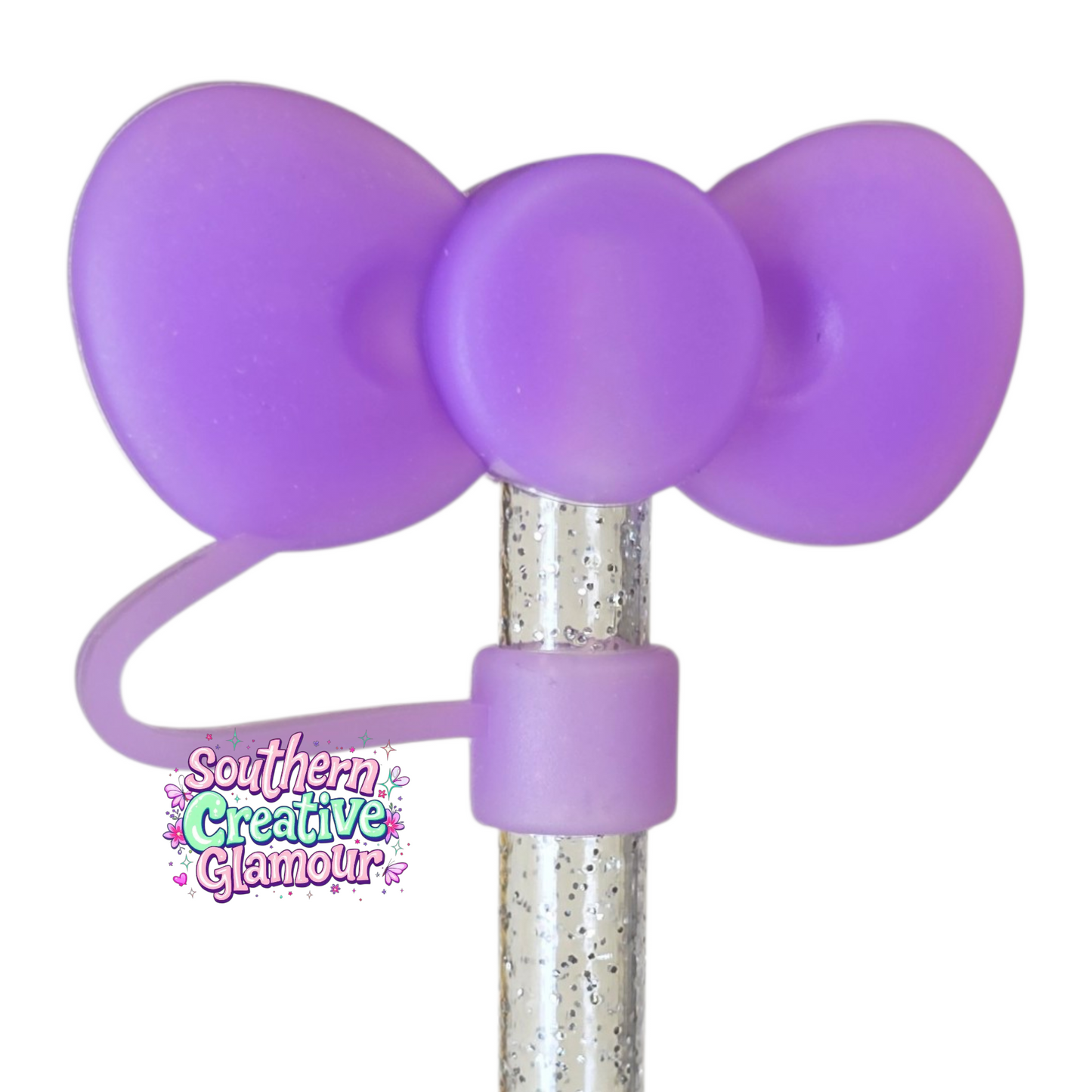 Poppin' Purple 3D Bow Silicone Straw Topper by Southern CreativeGlamour | Fits 10mm Straws