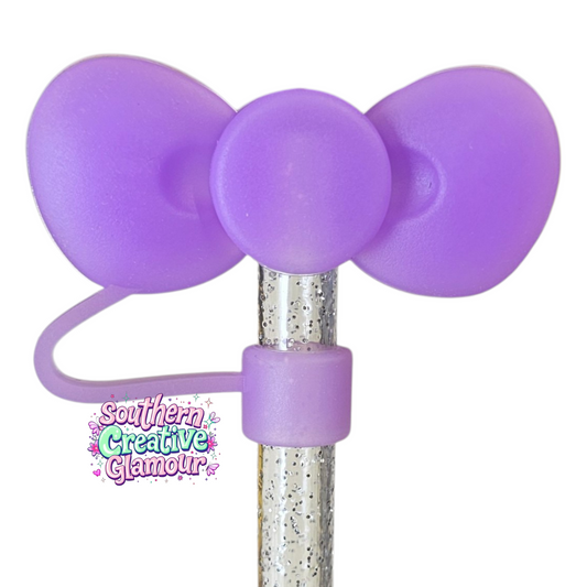 Poppin' Purple 3D Bow Silicone Straw Topper by Southern CreativeGlamour | Fits 10mm Straws