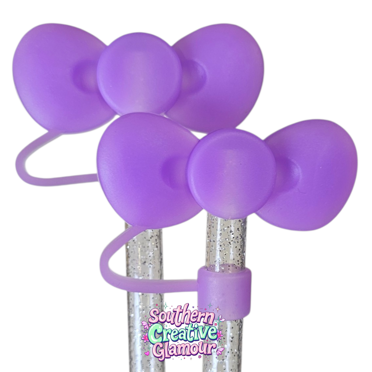Poppin' Purple 3D Bow Silicone Straw Topper by Southern CreativeGlamour | Fits 10mm Straws