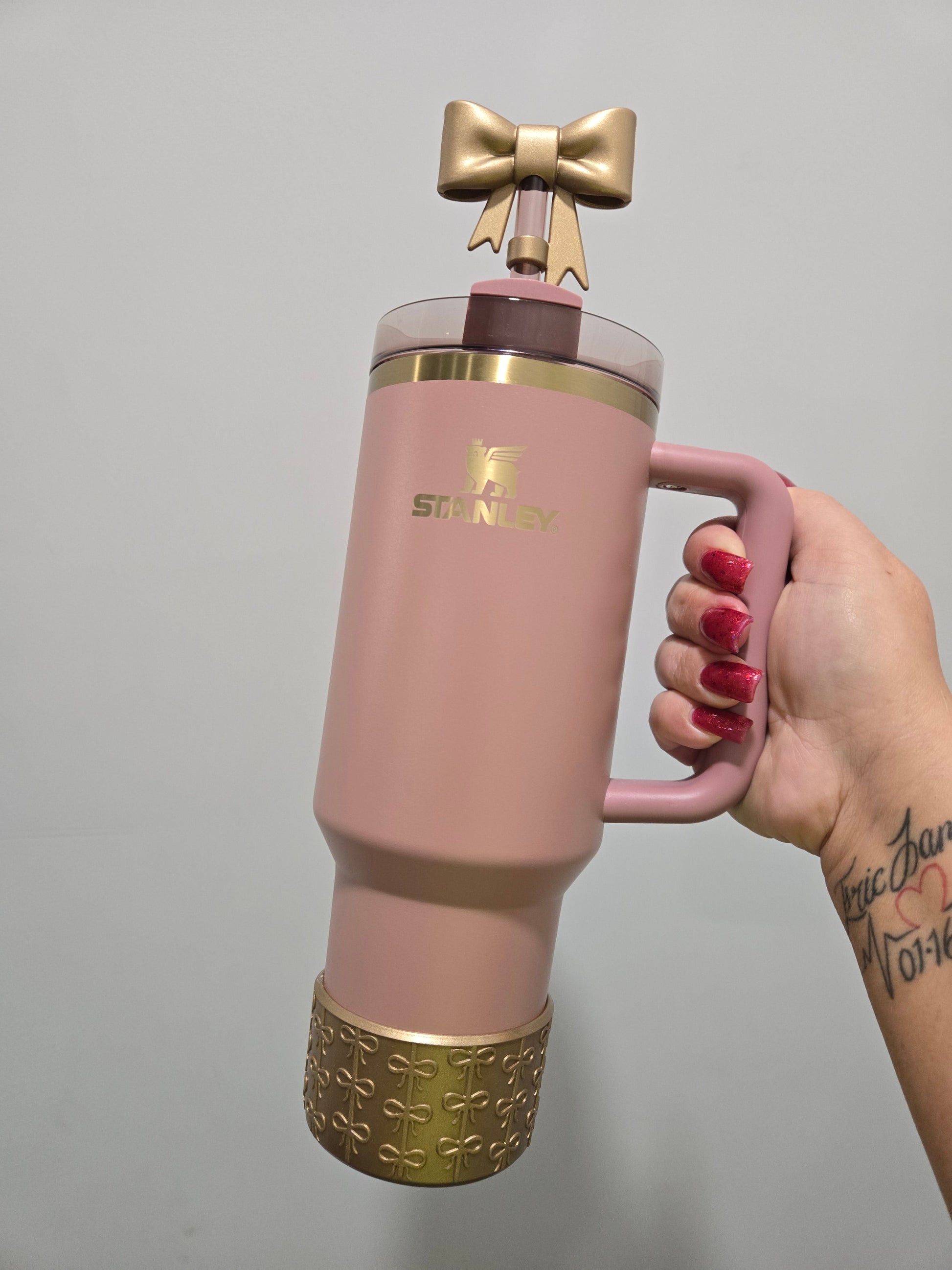Bronze Metallic Bows Silicone Tumbler Boot