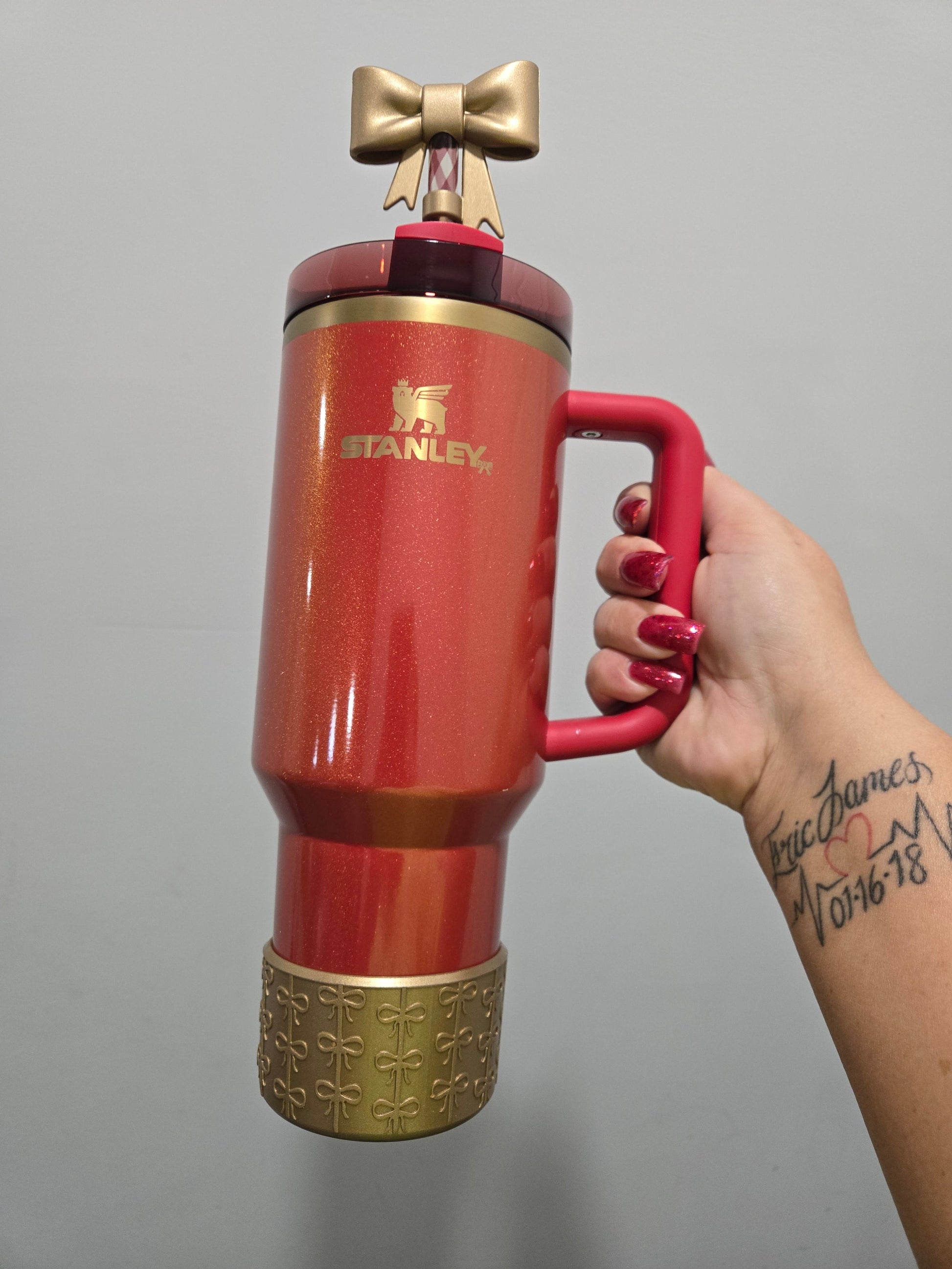 Bronze Metallic Bows Silicone Tumbler Boot