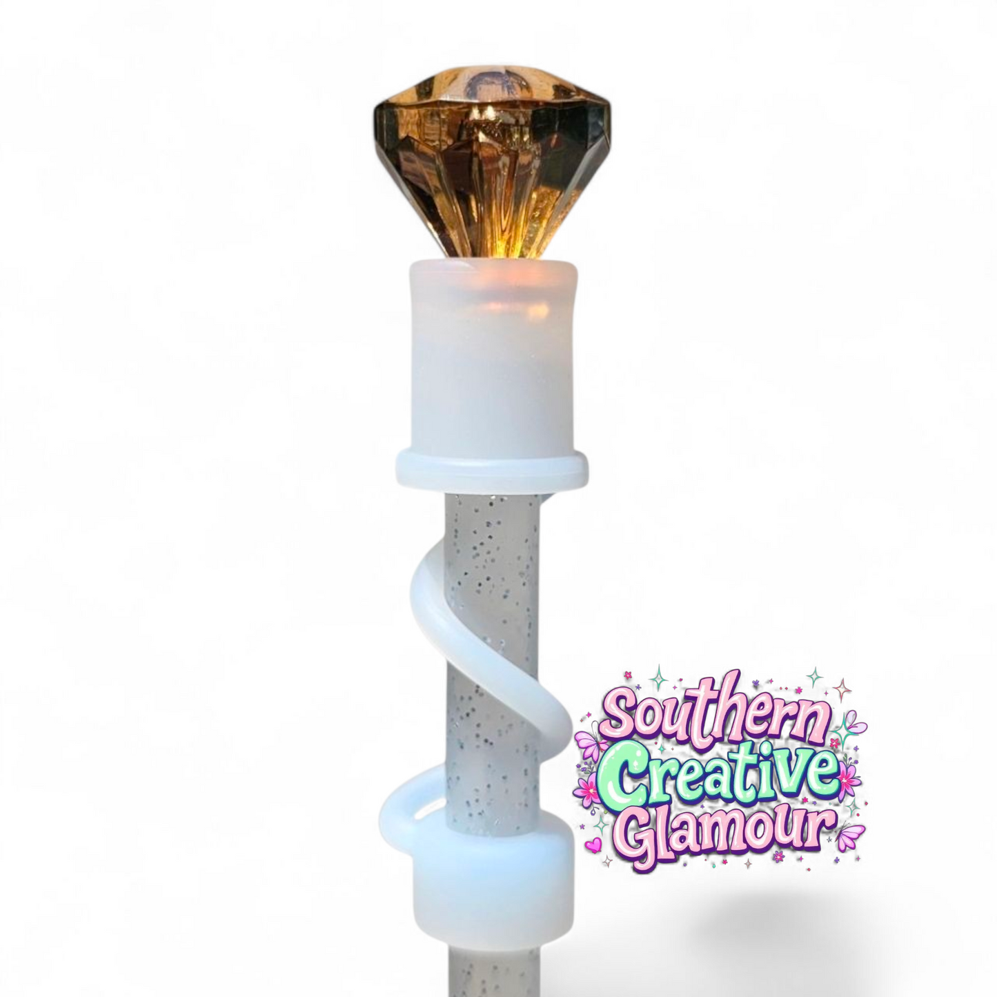 Bronze Diamond Silicone 10mm Straw Topper | Straw Cover by Southern Creative Glamour 