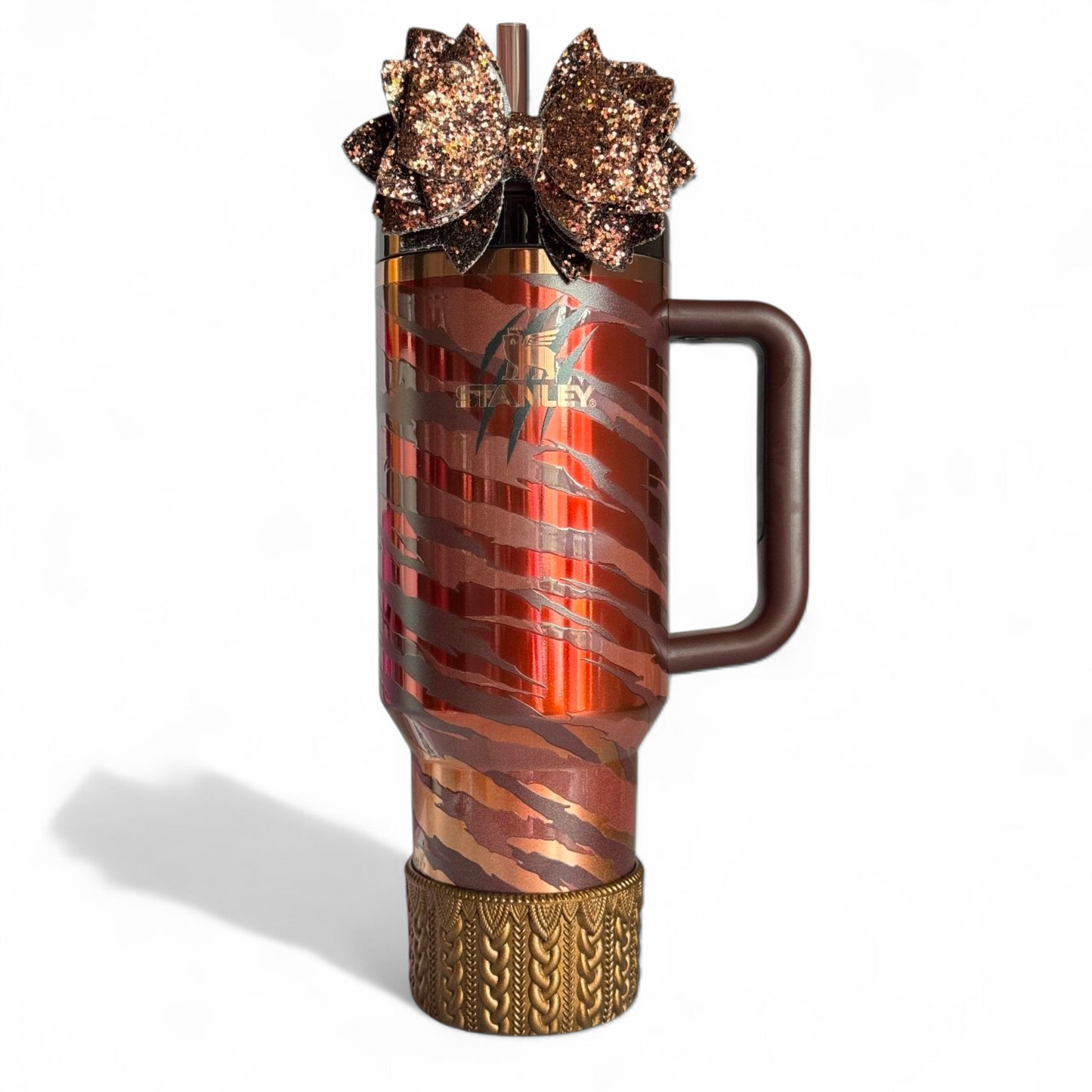 Deep Bronze Metallic MACRAME Tumbler Boot -fits 20-40oz