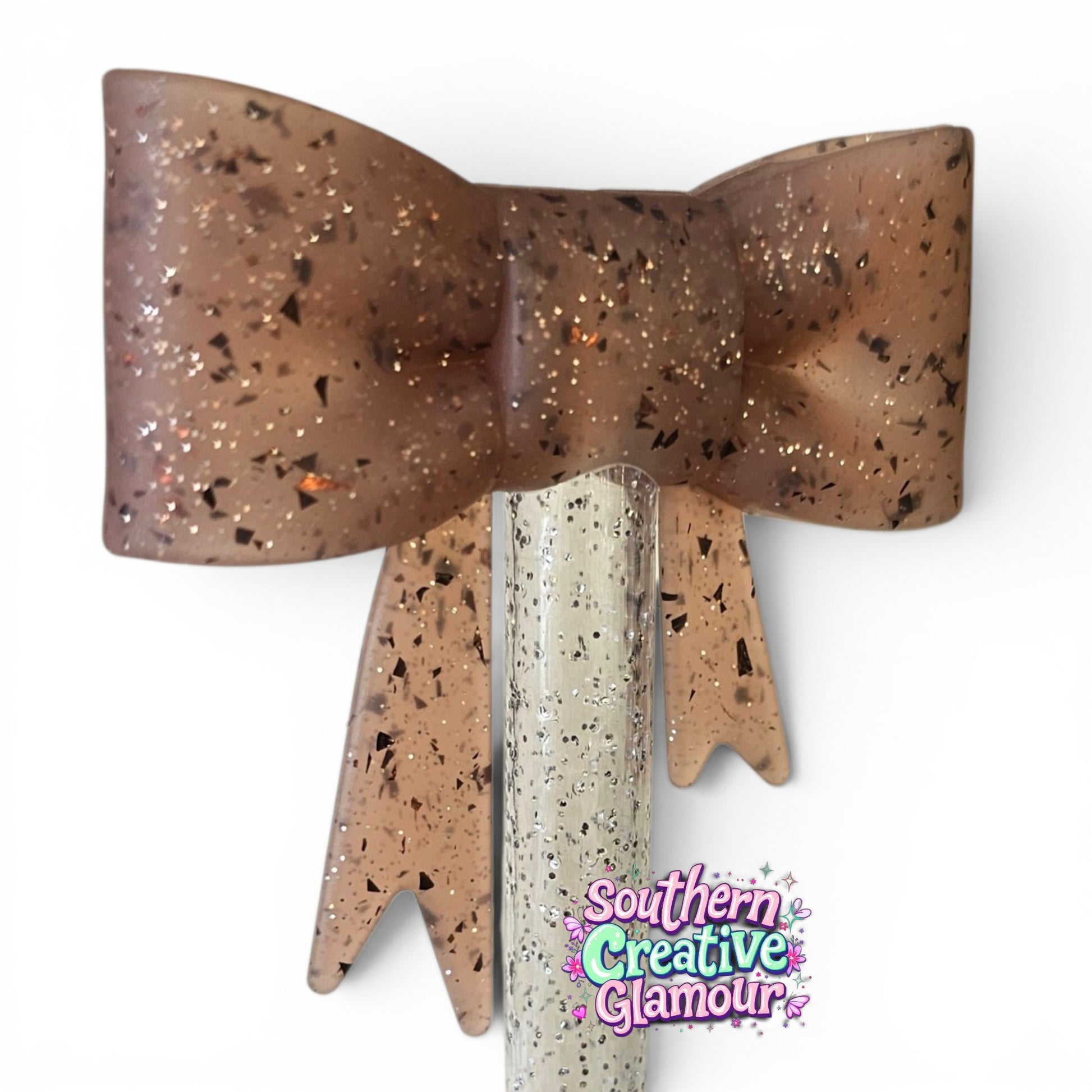 Brown Confetti Bow Straw Topper | Fits 10mm Straws