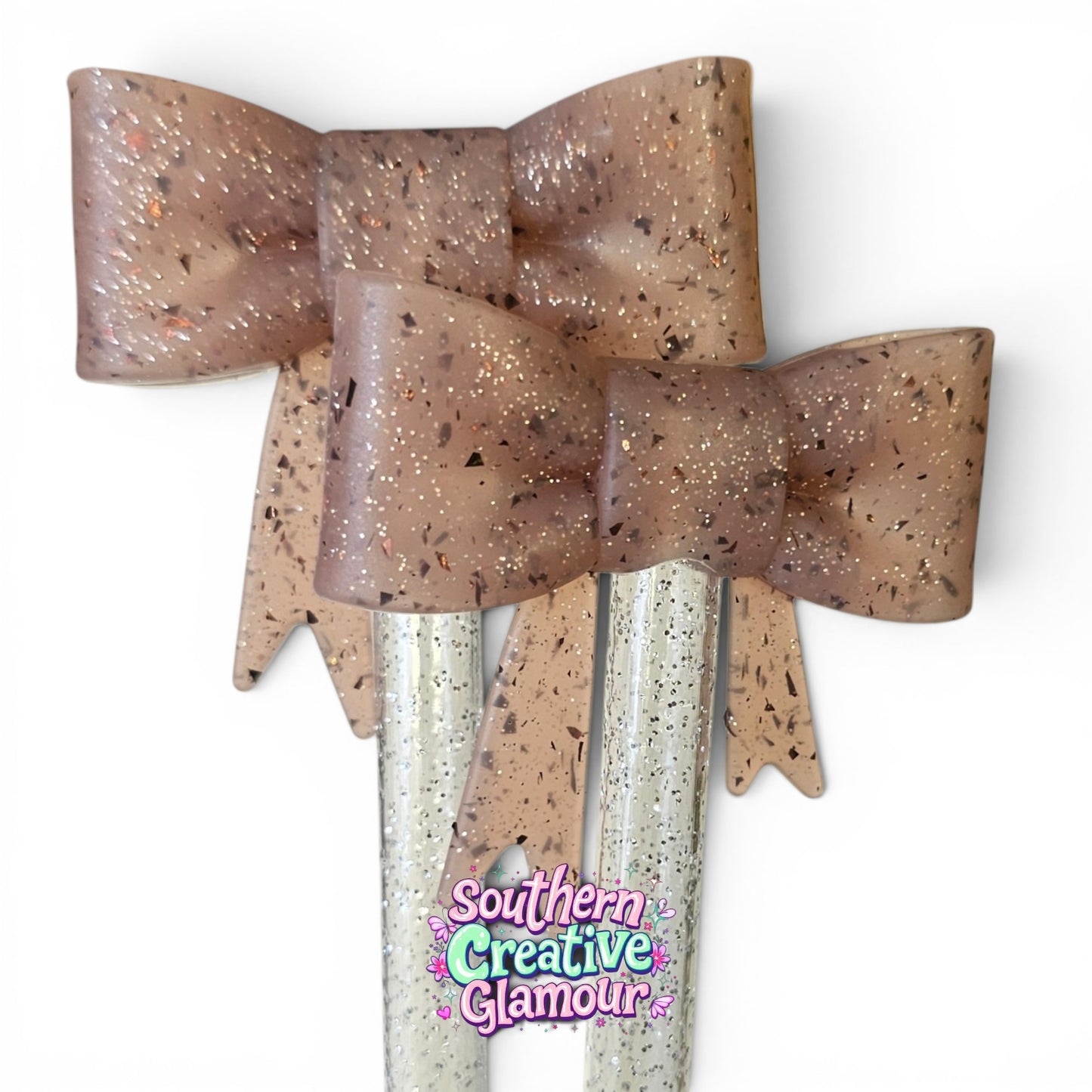 Brown Confetti Bow Straw Topper | Fits 10mm Straws
