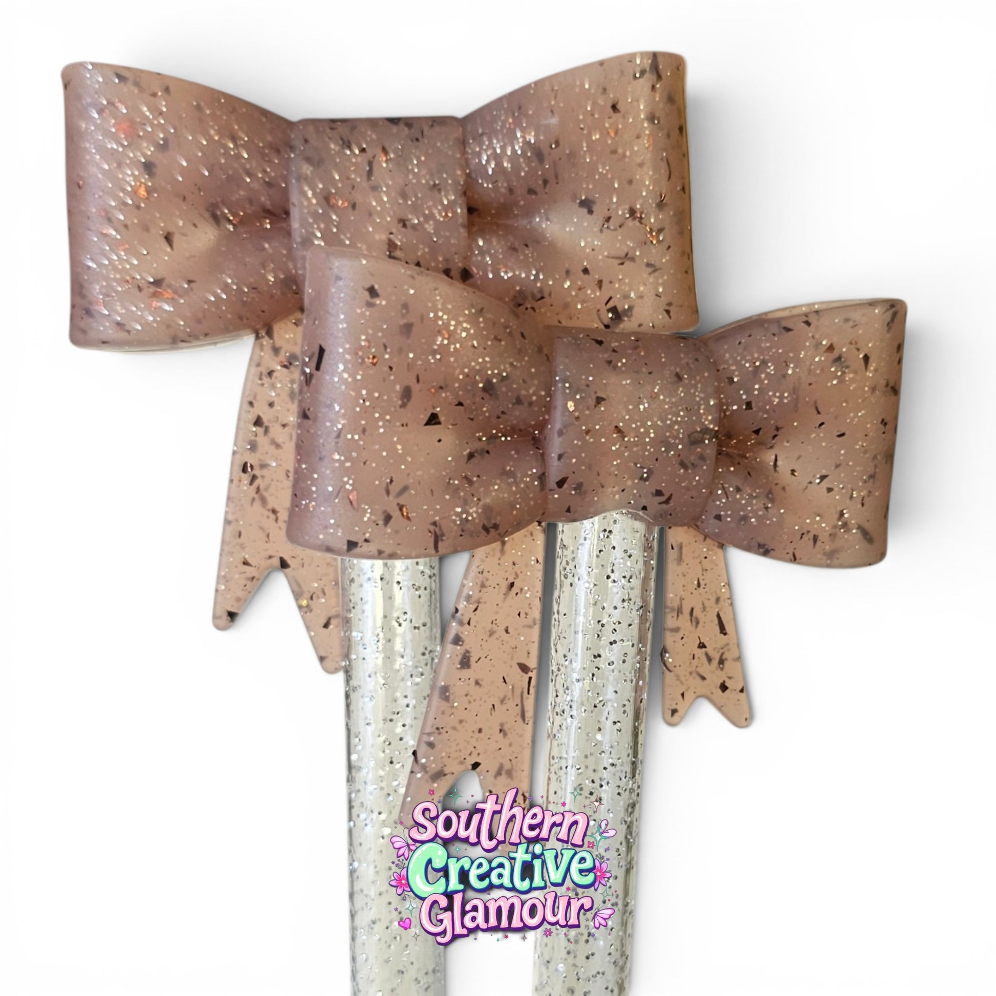 Brown Confetti Bow Straw Topper | Fits 10mm Straws
