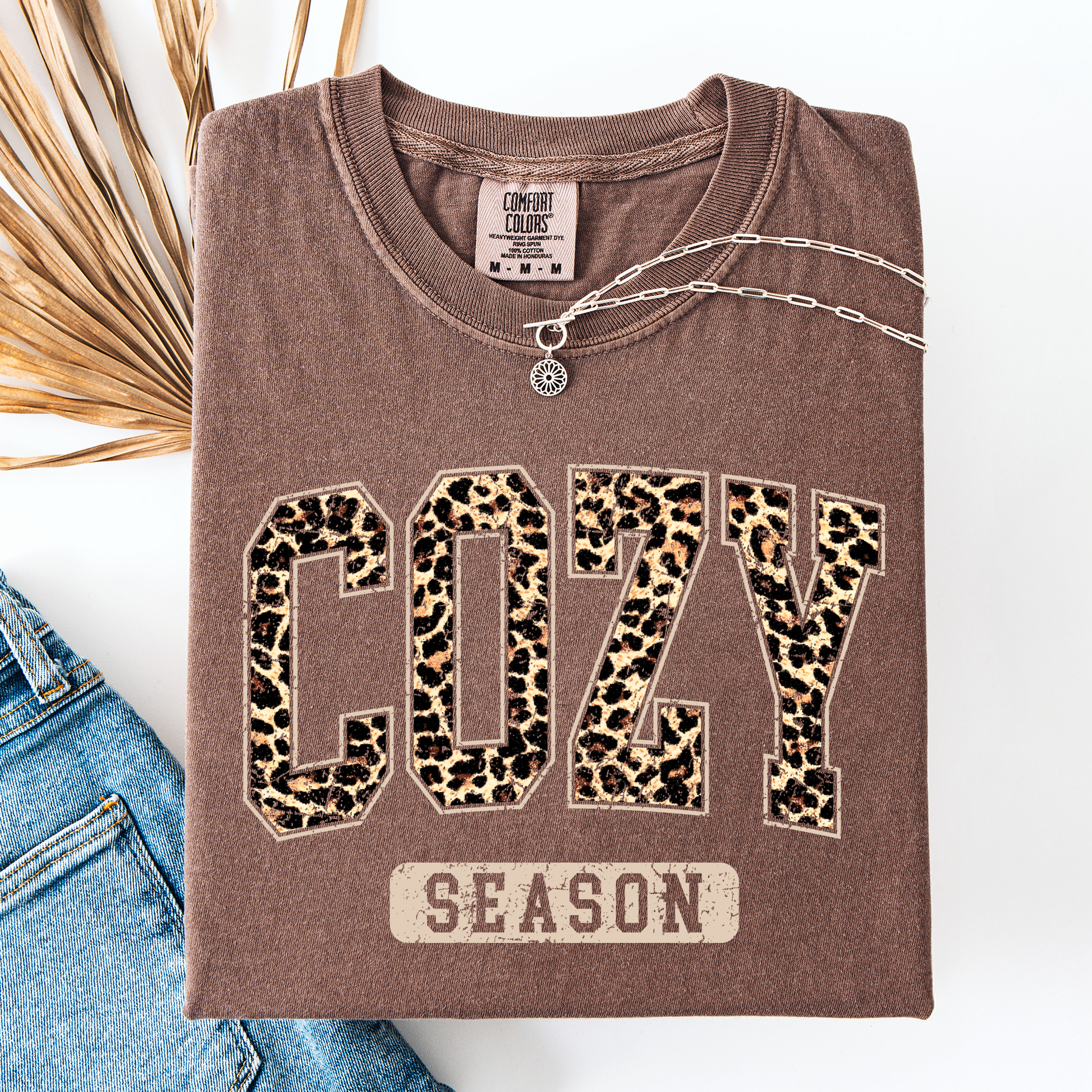 Brown Cozy Season, Leopard Print, Halloween, Autumn, Fall, Comfort Colors T-Shirt