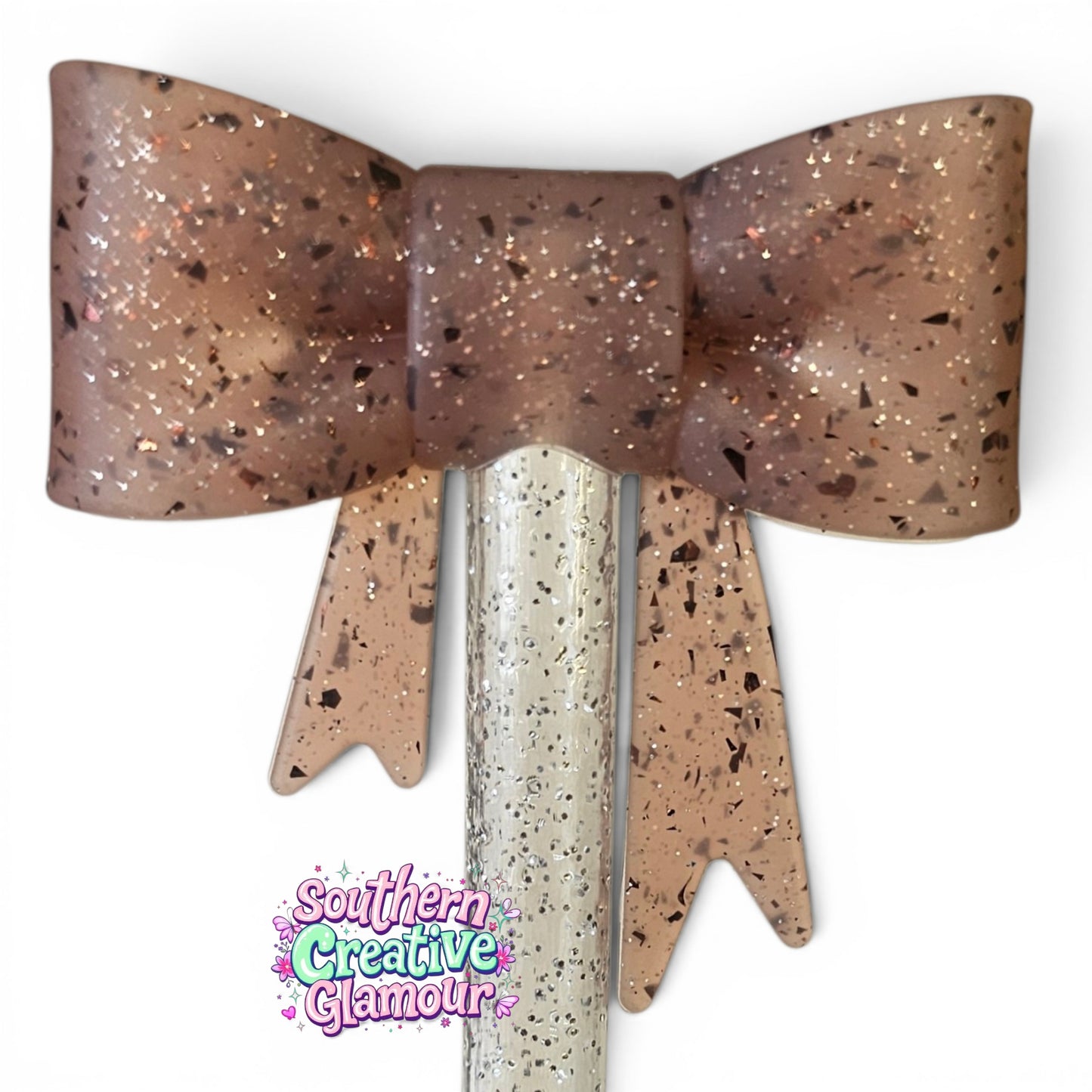 Brown Confetti Bow Straw Topper | Fits 10mm Straws