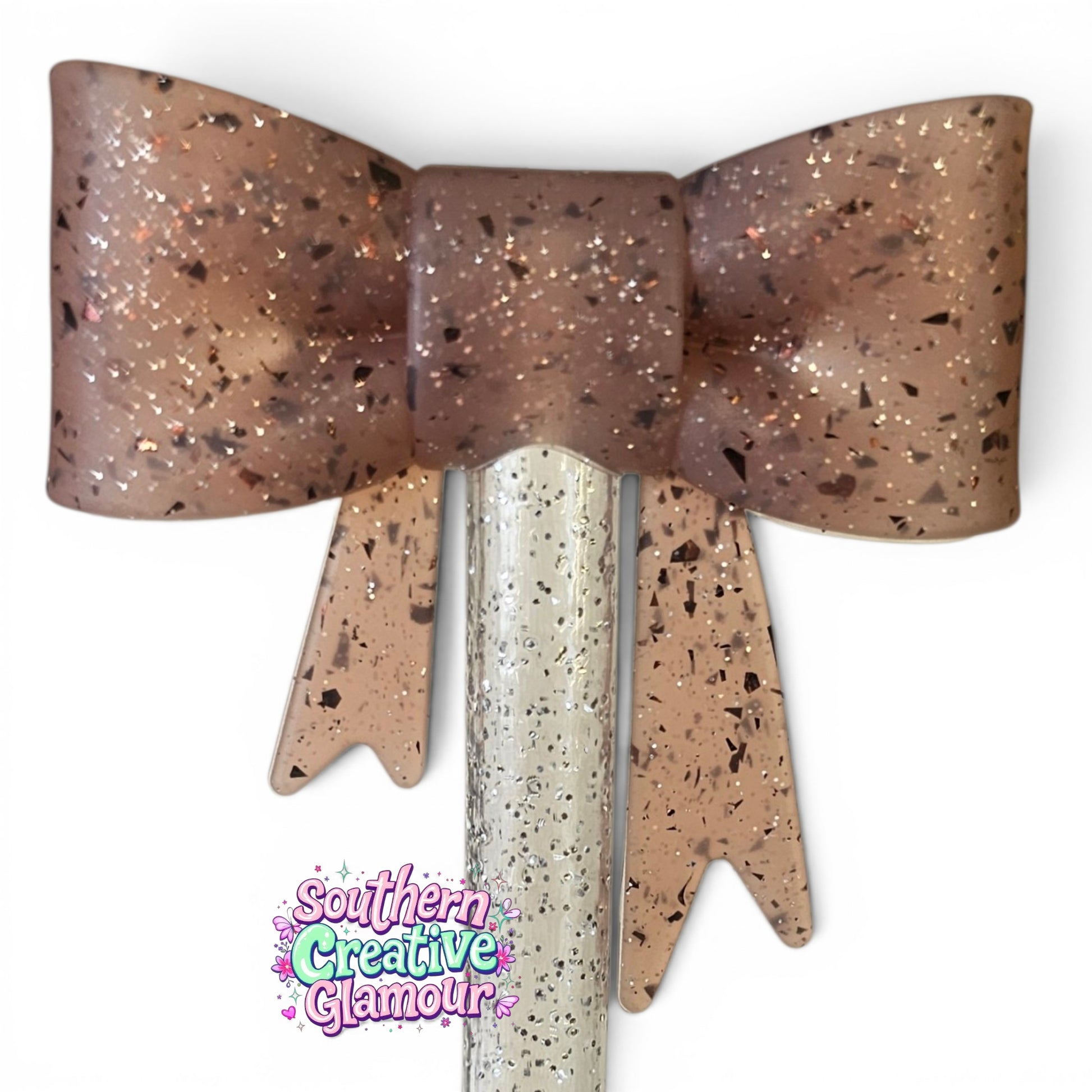 Brown Confetti Bow Straw Topper | Fits 10mm Straws
