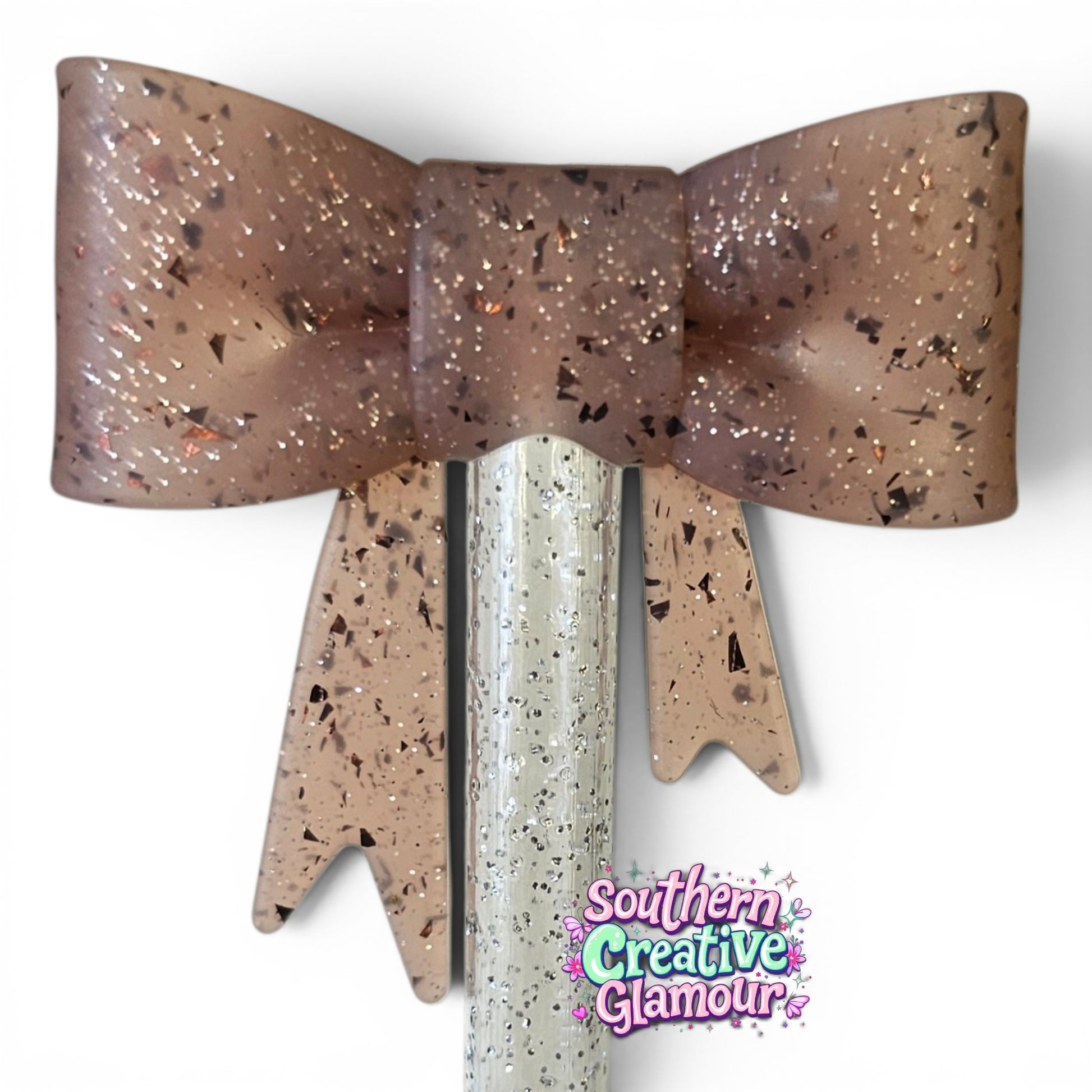 Brown Confetti Bow Straw Topper | Fits 10mm Straws