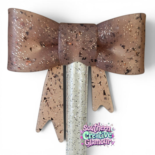 Brown Confetti Bow Straw Topper | Fits 10mm Straws