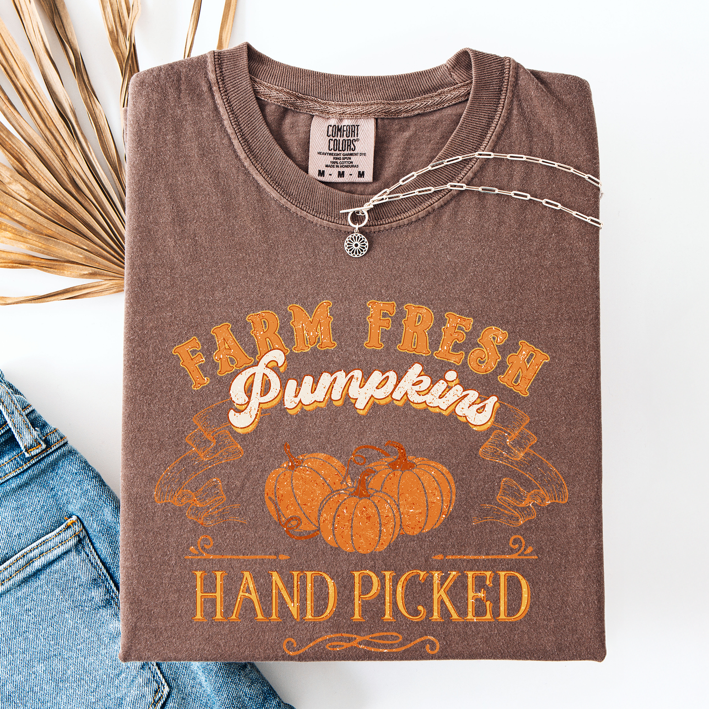 Brown Farm Fresh Pumpkins, Hand Picked, Halloween, Fall, Autumn, Farm, Comfort Colors T-Shirt