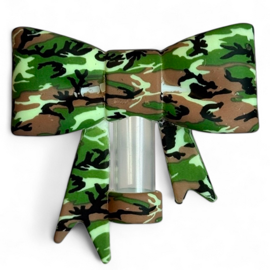Camo 3D Bow Silicone Straw Topper | Fits 10mm Straws 